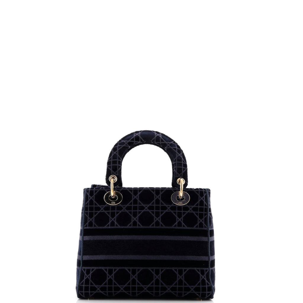 Lady D-Lite Bag Cannage Embroidered Velvet Medium
