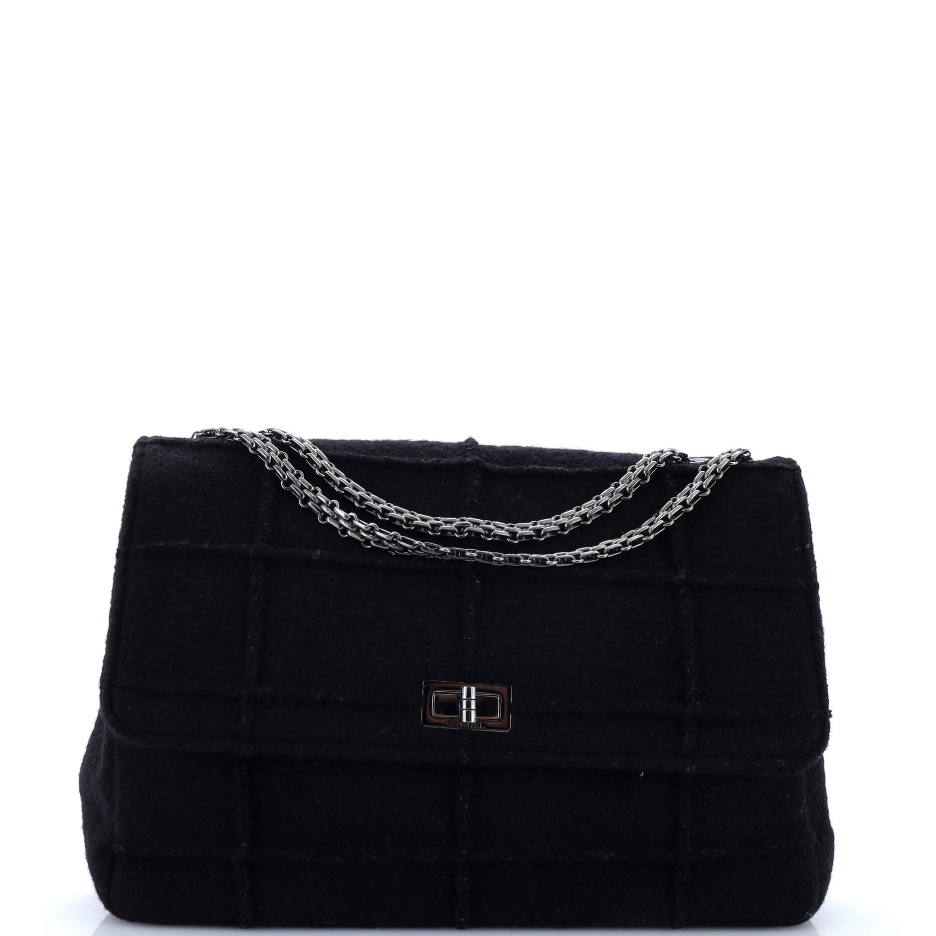 Chocolate Bar Mademoiselle Flap Bag Quilted Wool Jumbo