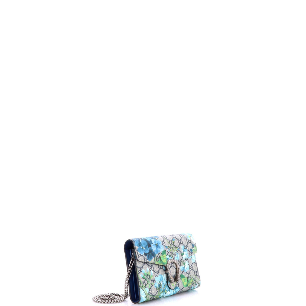 Dionysus Chain Wallet Blooms Print GG Coated Canvas Small