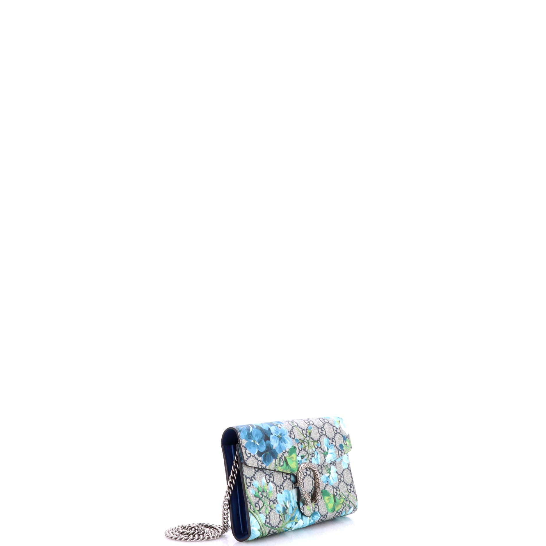 Dionysus Chain Wallet Blooms Print GG Coated Canvas Small
