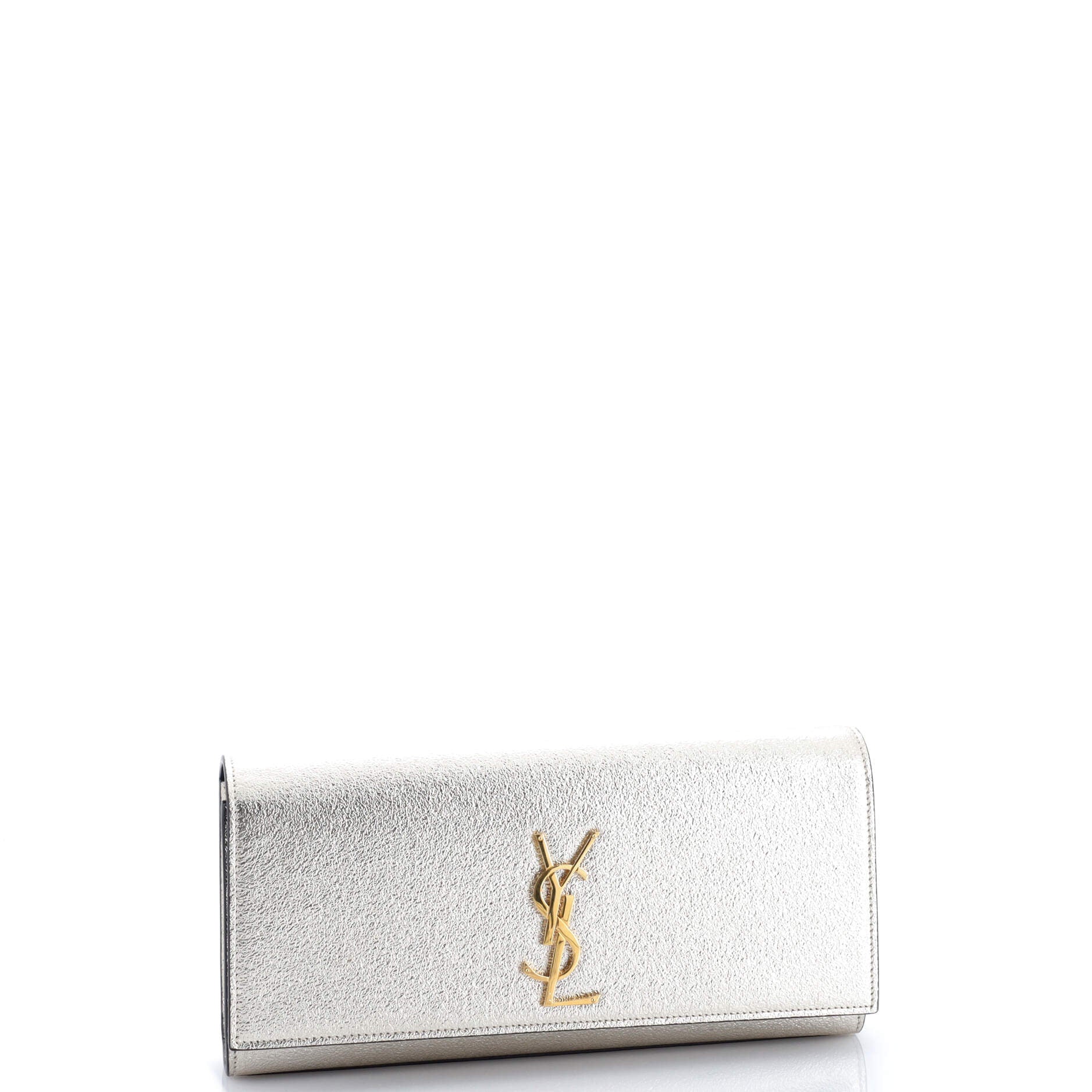 Classic Monogram Clutch Metallic Calfskin Long