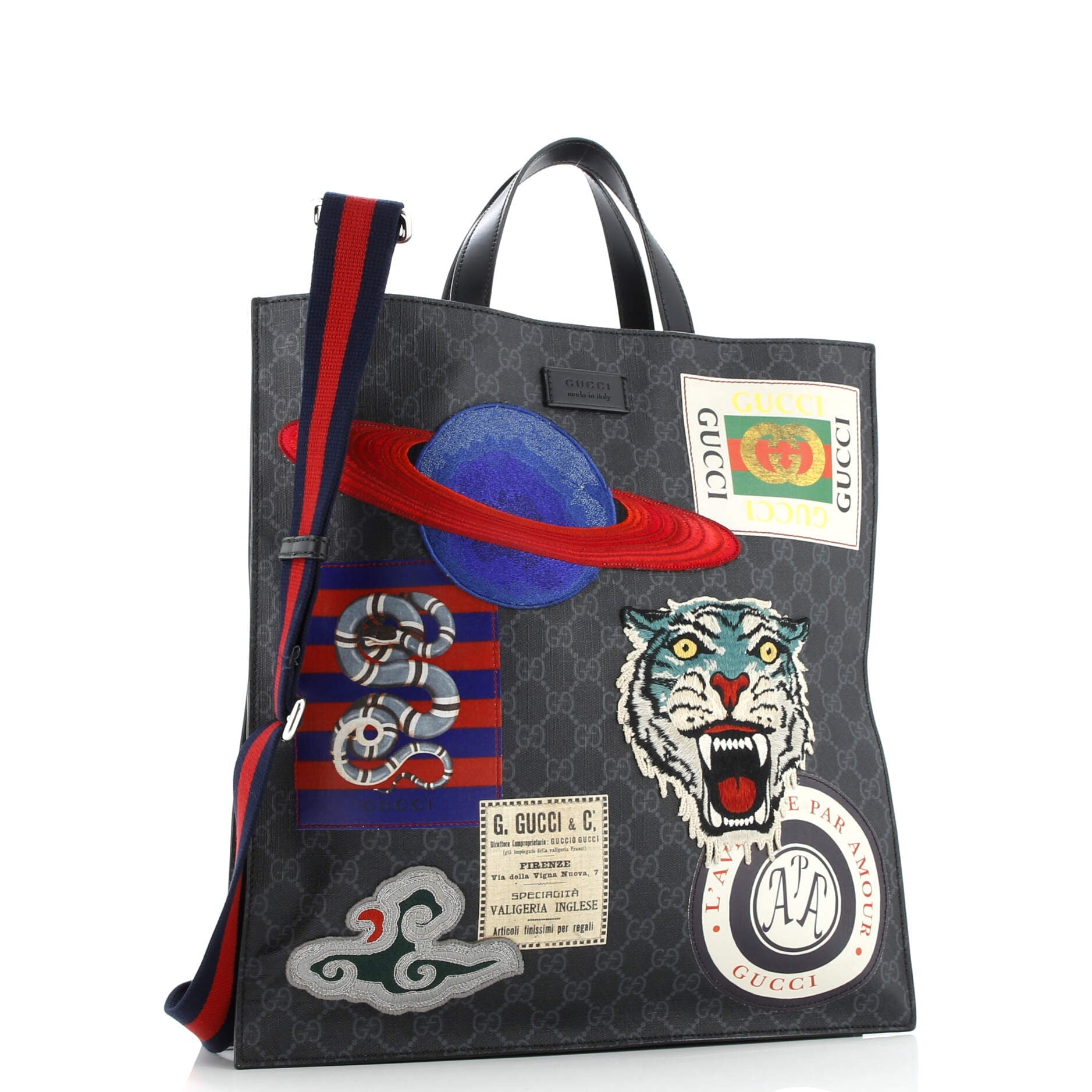 Courrier Convertible Soft Open Tote GG Coated Canvas with Applique North South