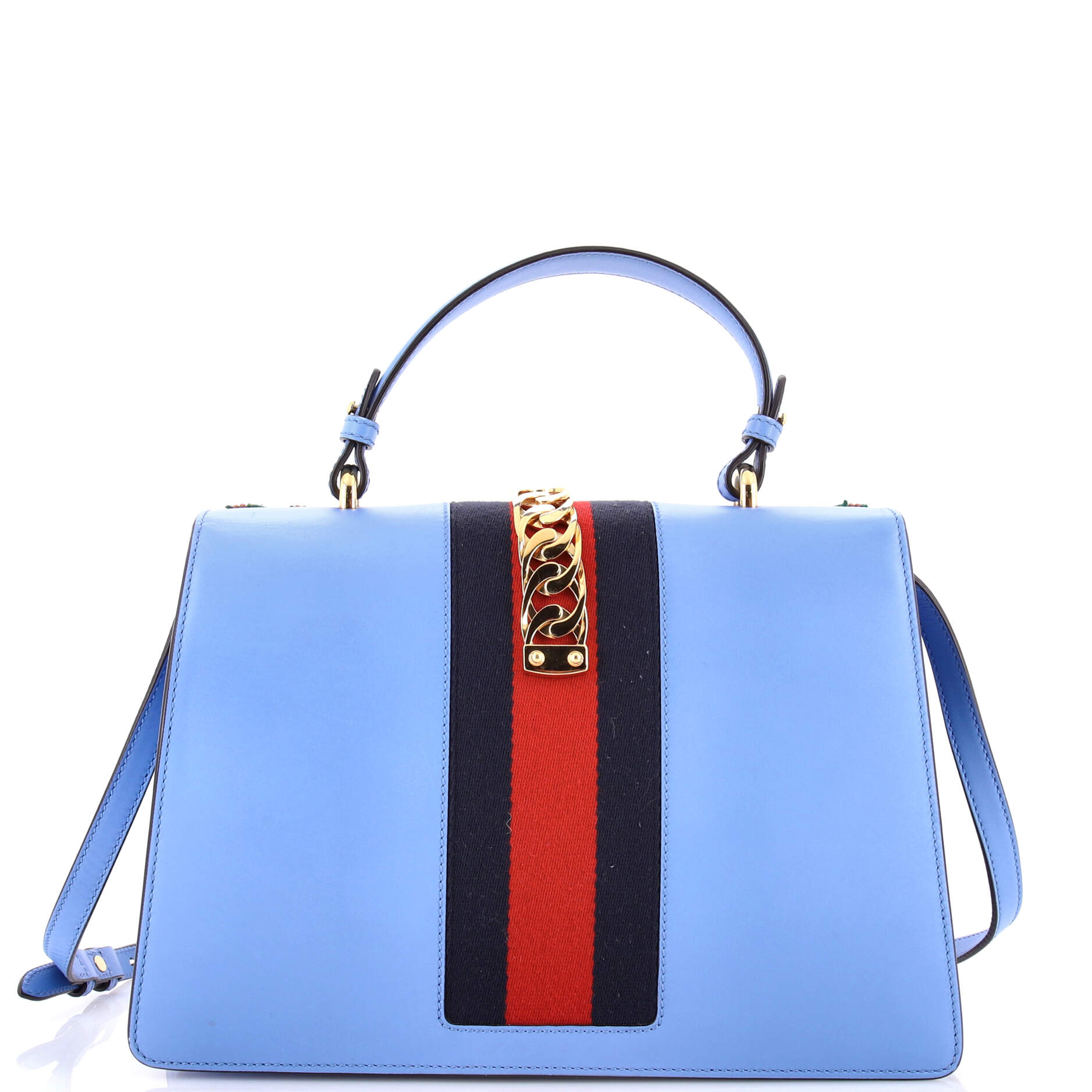 Sylvie Top Handle Bag Embroidered Leather Medium