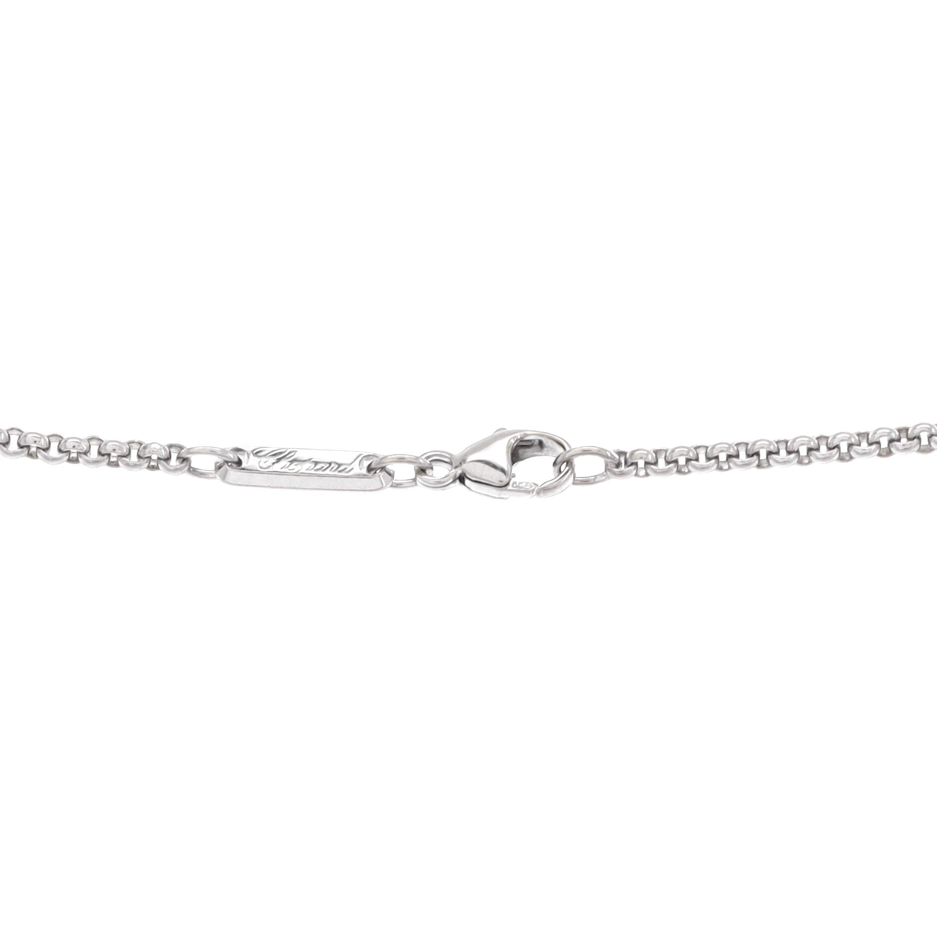 Happy Diamonds Round Pendant Necklace 18K White Gold with 1 Floating Diamond