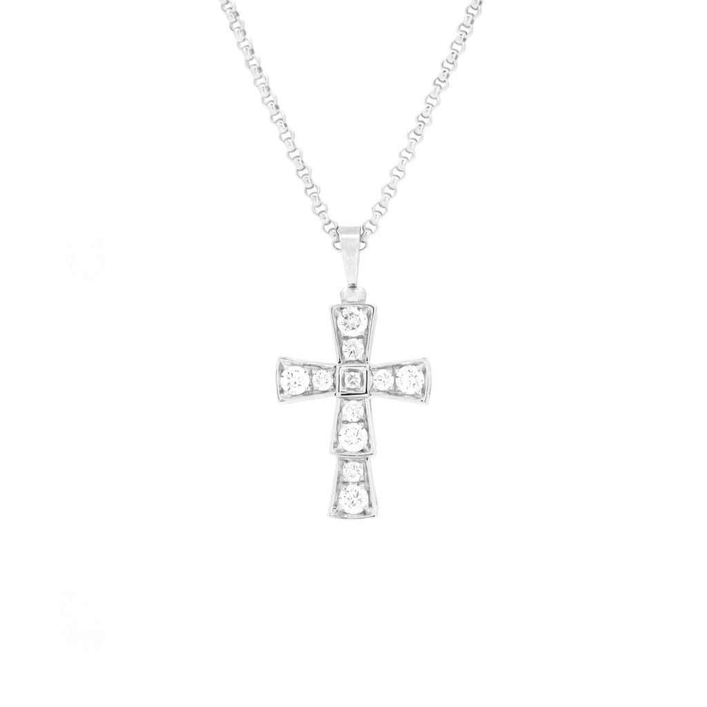 Serpenti Cross Necklace 18K White Gold and Diamonds
