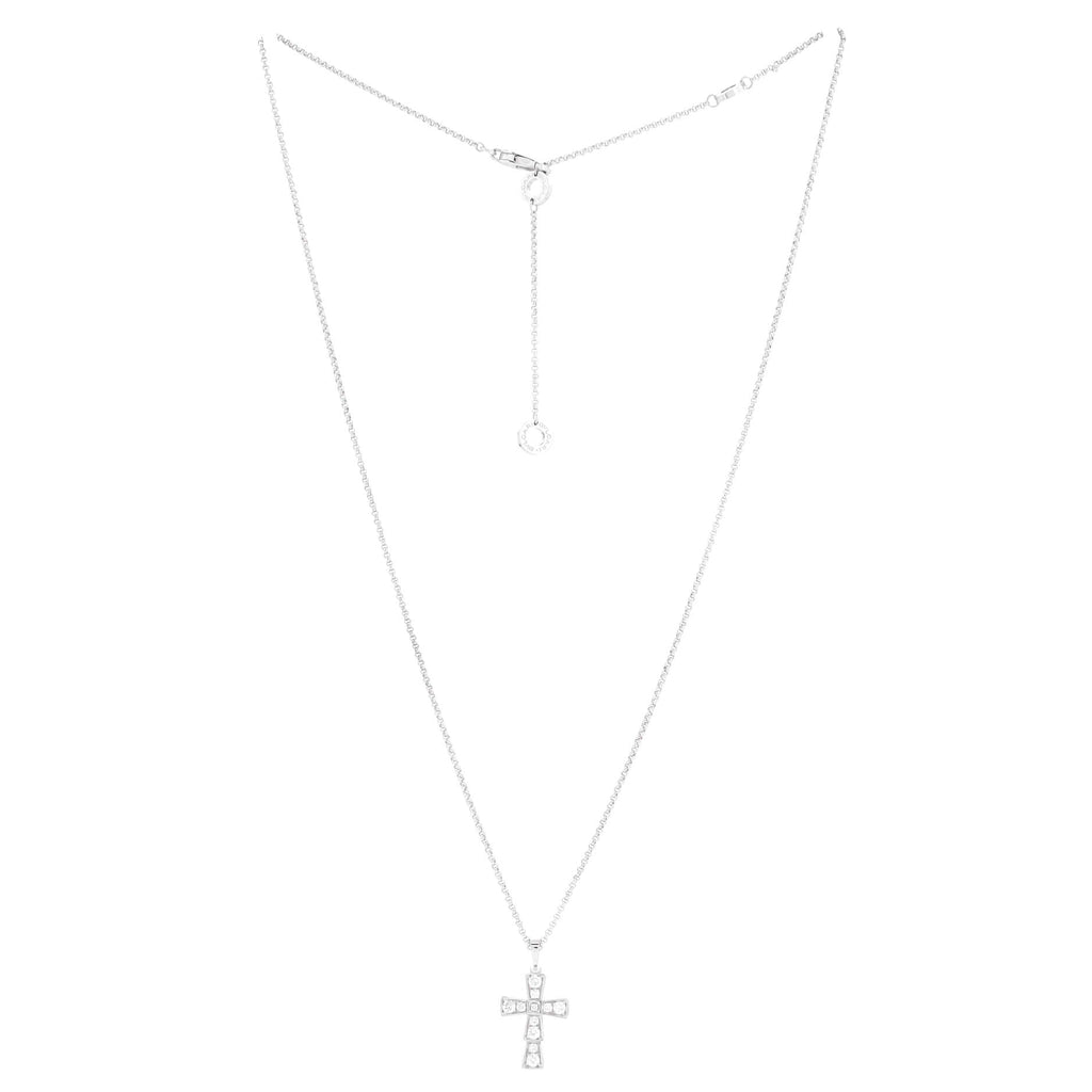 Serpenti Cross Necklace 18K White Gold and Diamonds