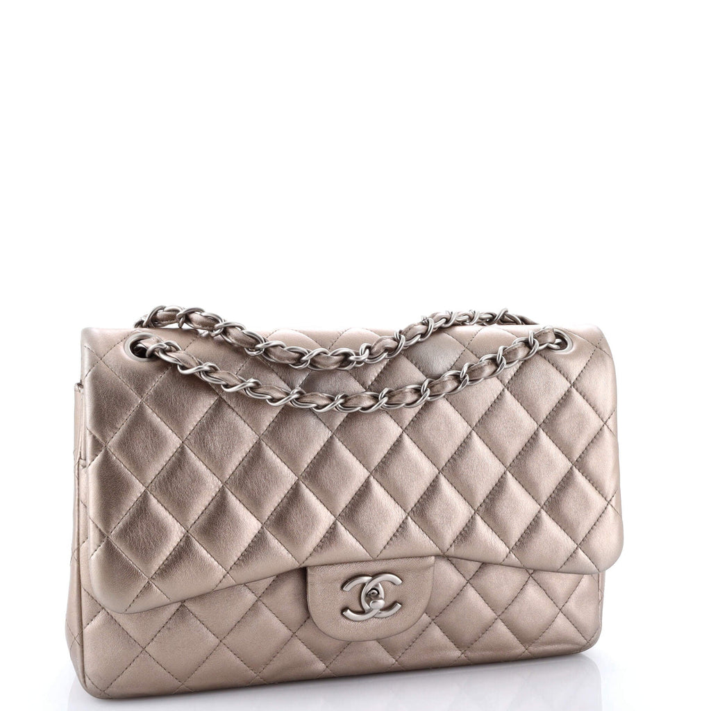 Classic Double Flap Bag Quilted Metallic Lambskin Jumbo