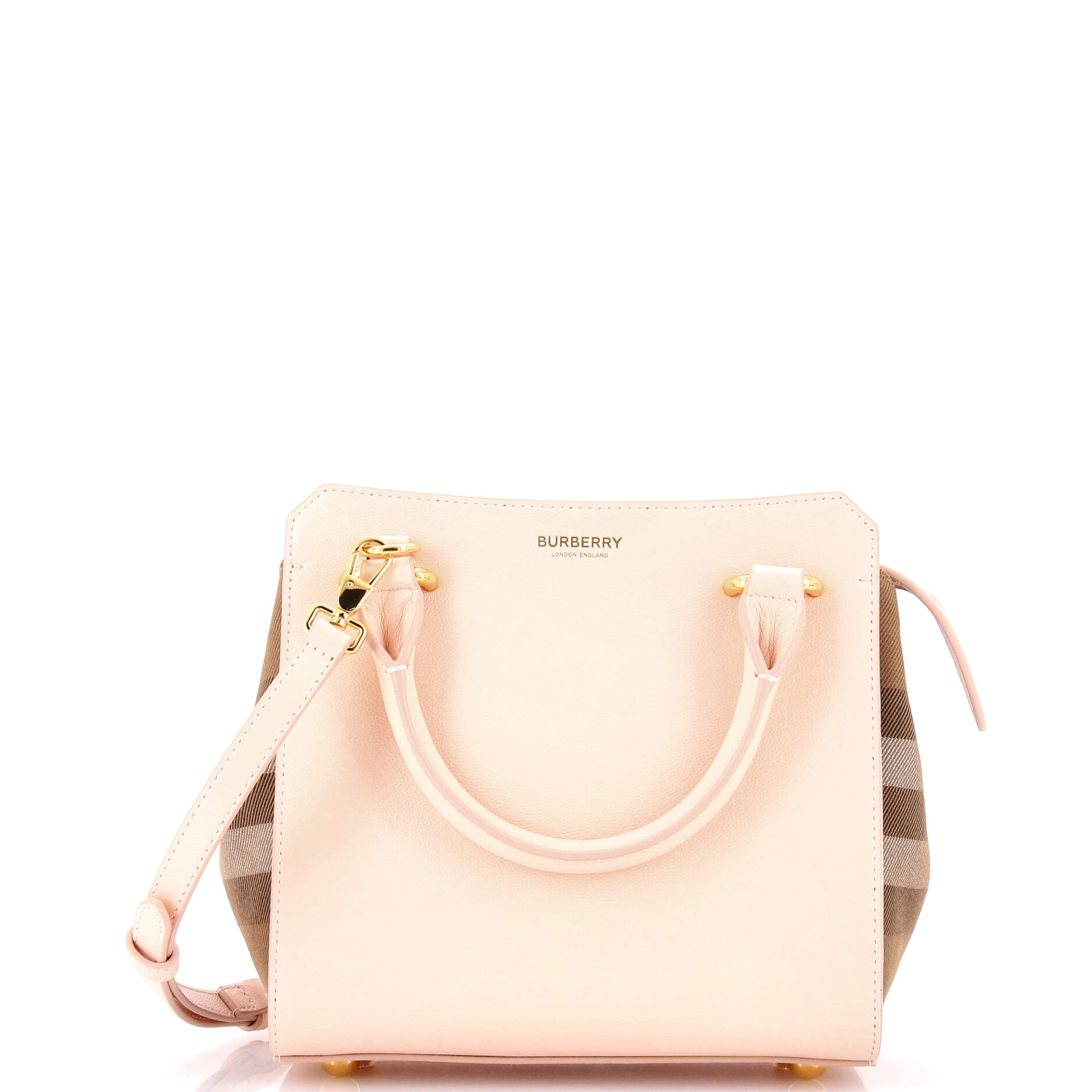 Banwell Tote Leather and House Check Canvas Mini