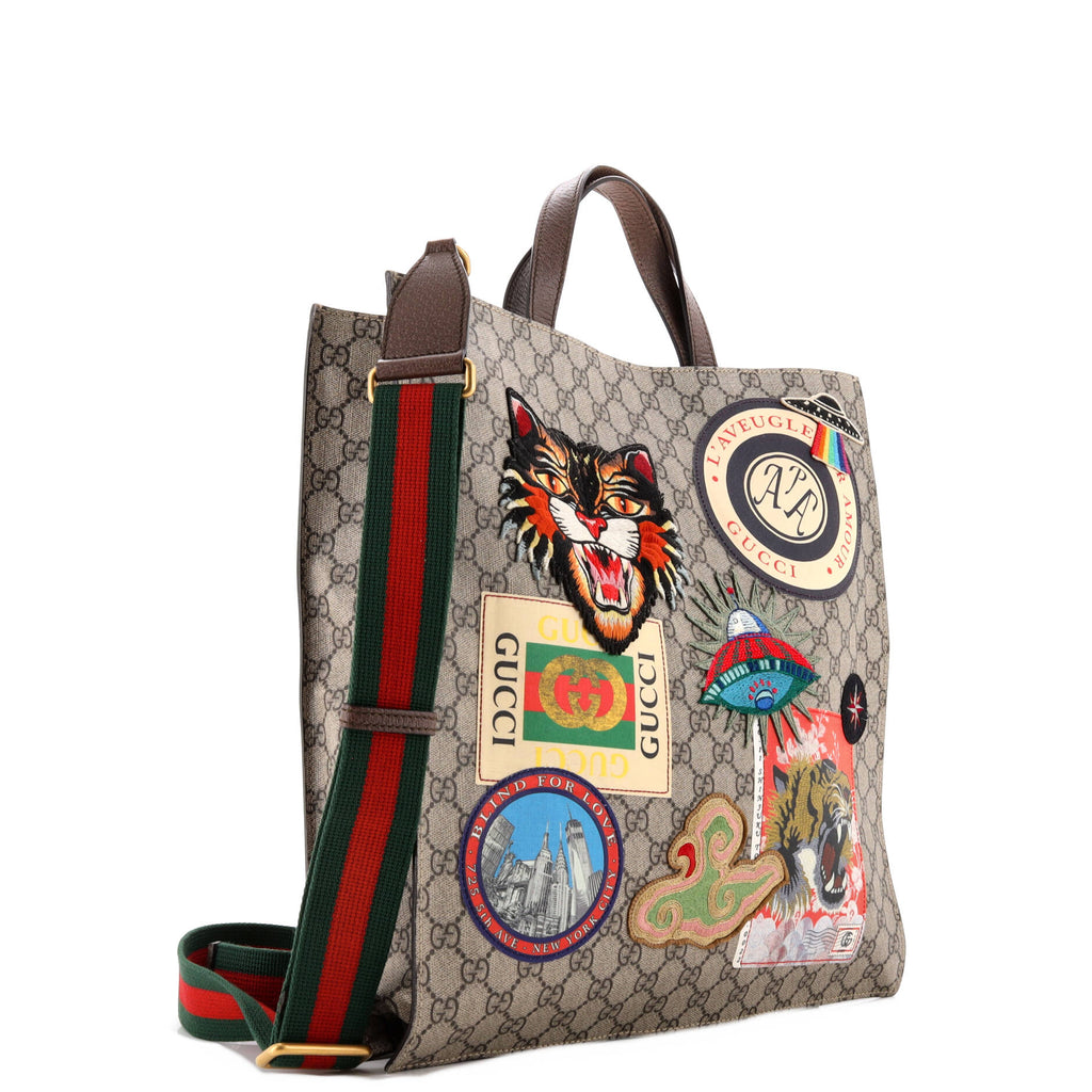 Courrier Convertible Soft Open Tote GG Coated Canvas with Applique North South
