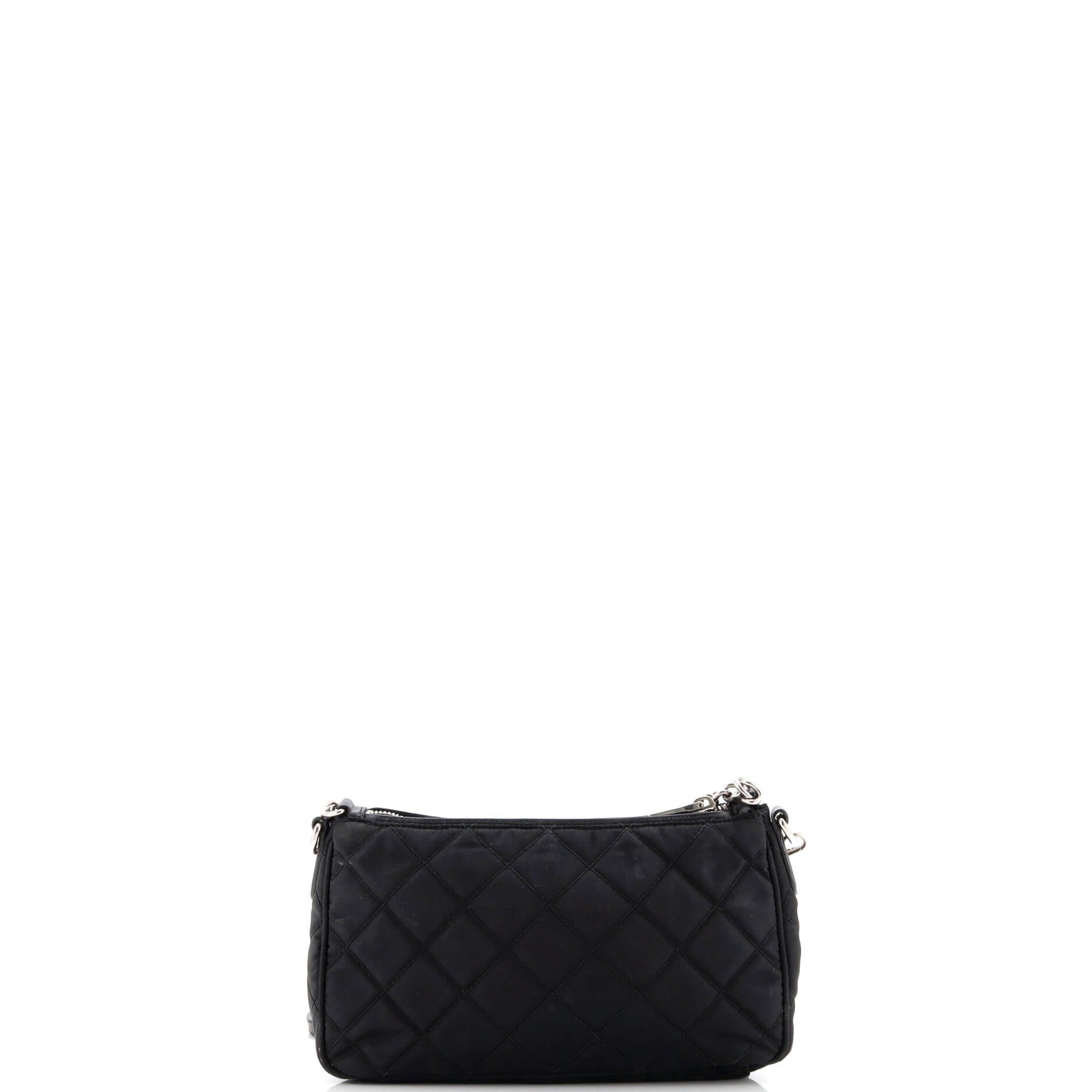 Chain Zip Shoulder Bag Quilted Tessuto Small