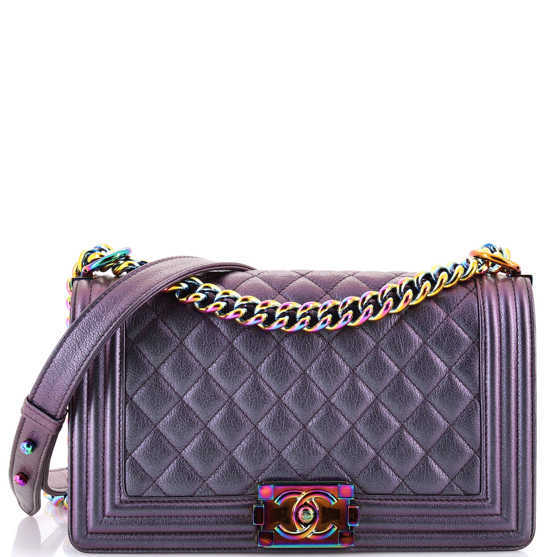 Boy Flap Bag Quilted Iridescent Goatskin Old Medium