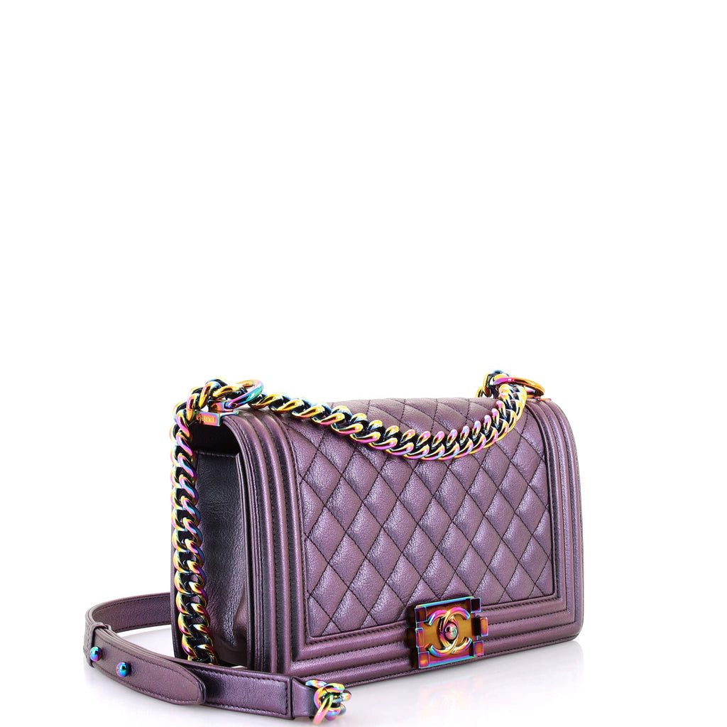 Boy Flap Bag Quilted Iridescent Goatskin Old Medium