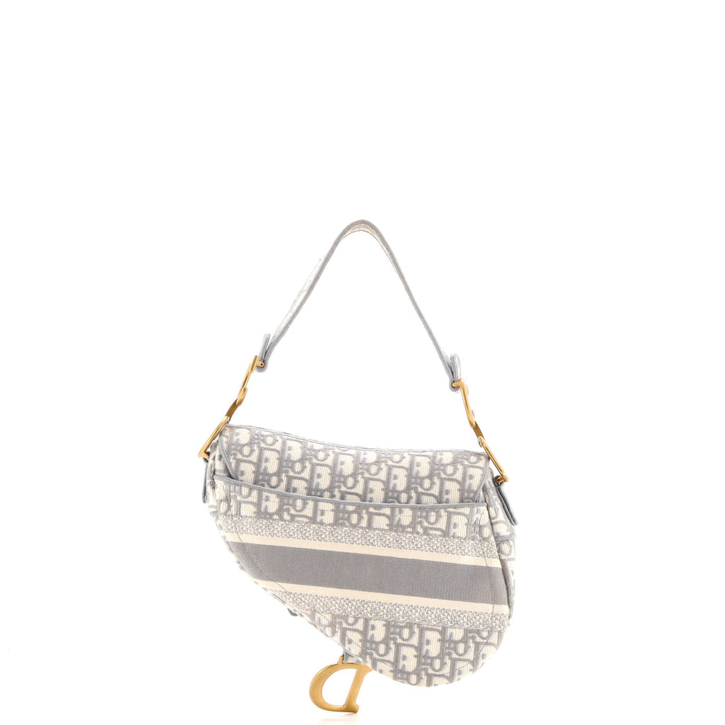 Saddle Handbag Logo Embroidered Oblique Canvas Medium