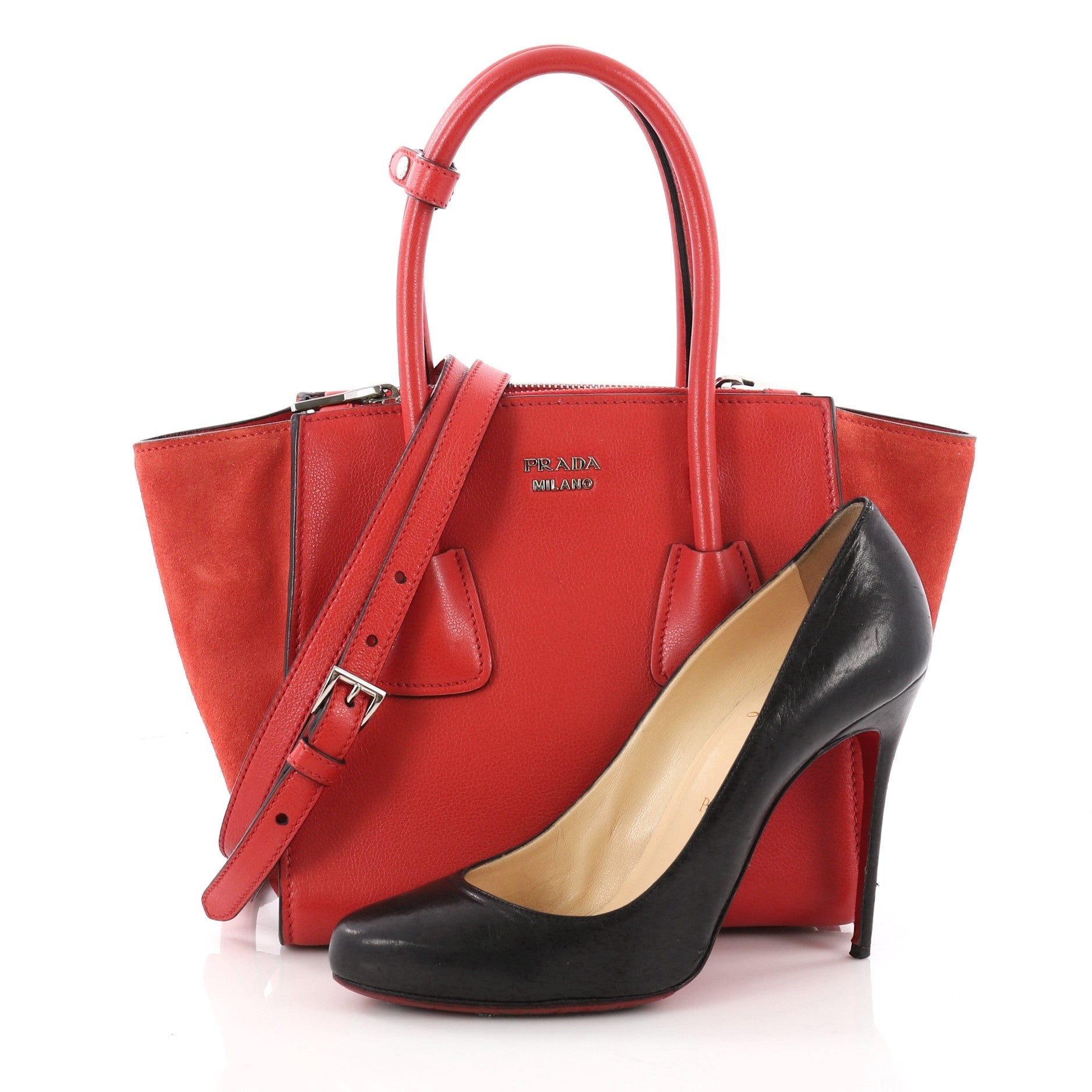 Twin Pocket Tote Glace Calf and Suede Mini