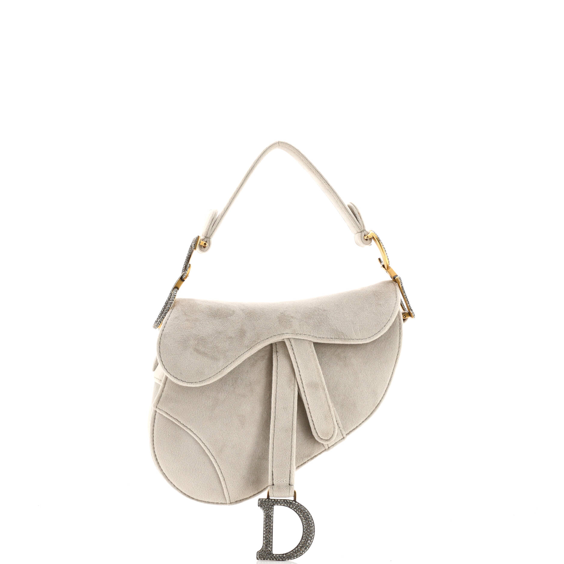Saddle Handbag Velvet with Crystals Mini