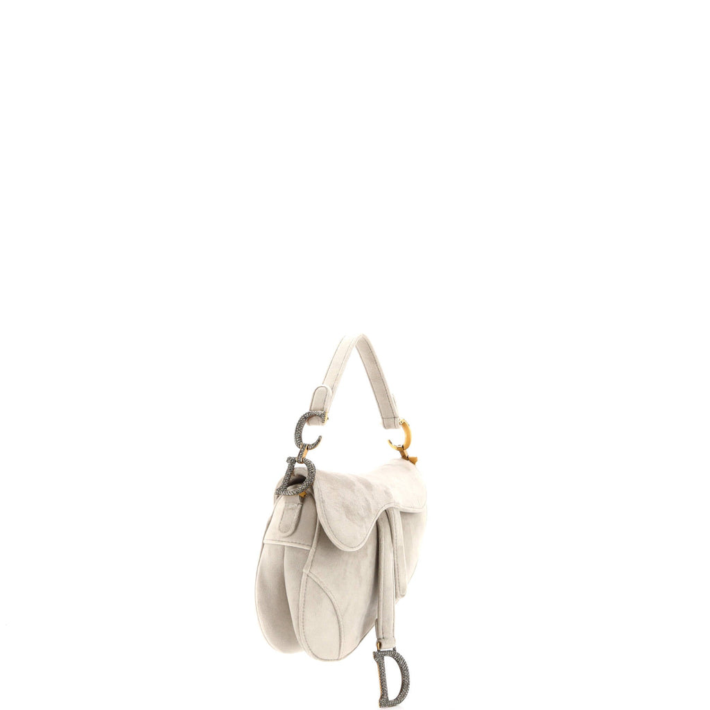 Saddle Handbag Velvet with Crystals Mini