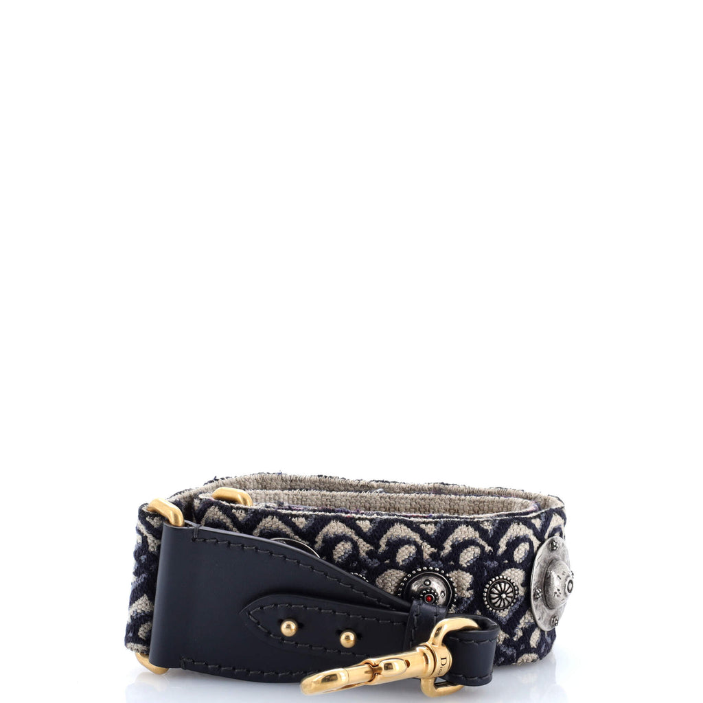 Shoulder Strap Embellished Oblique Canvas