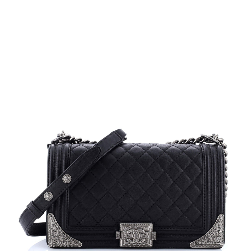 Paris-Dallas Boy Flap Bag Quilted Calfskin with Metal Adornments Old Medium