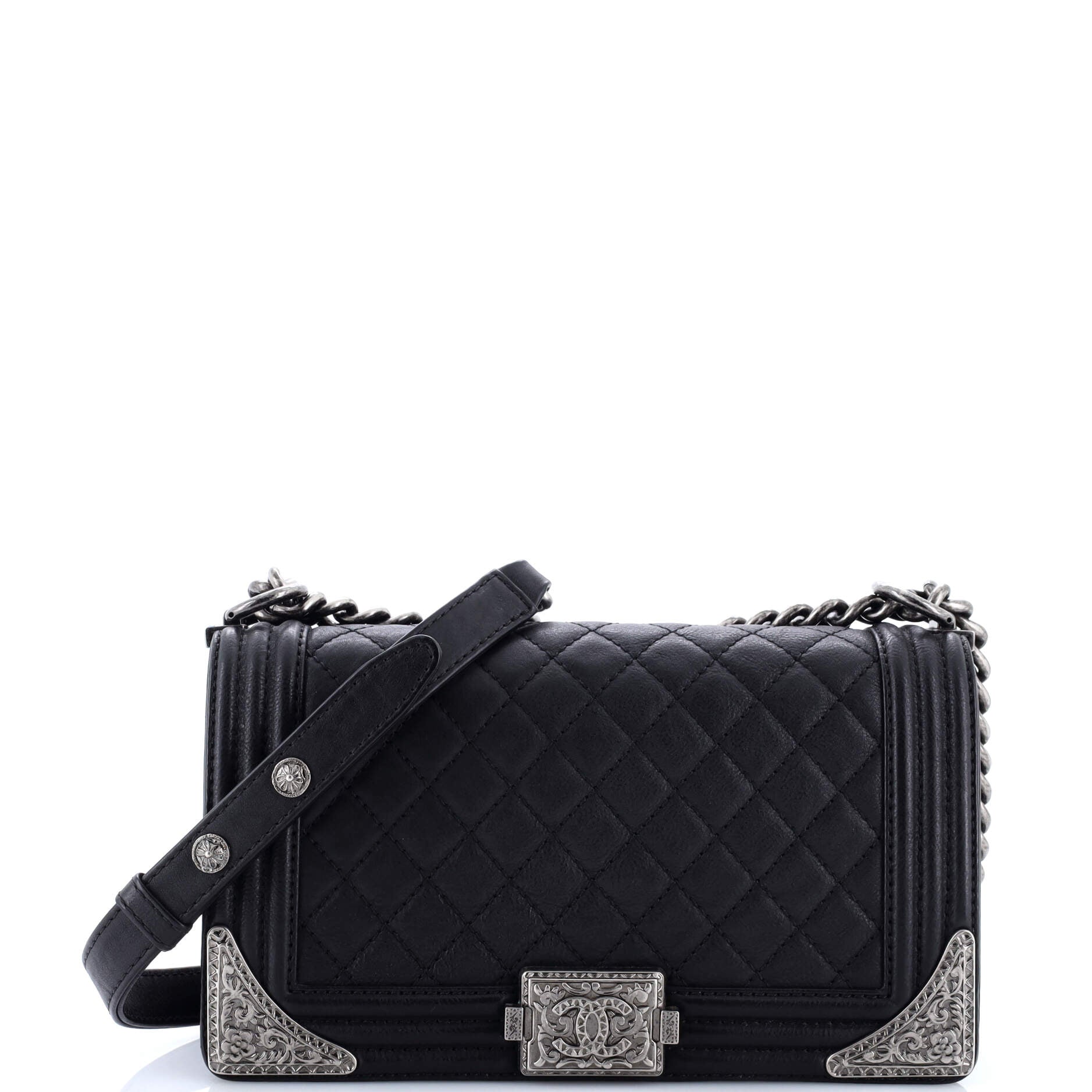 Paris-Dallas Boy Flap Bag Quilted Calfskin with Metal Adornments Old Medium
