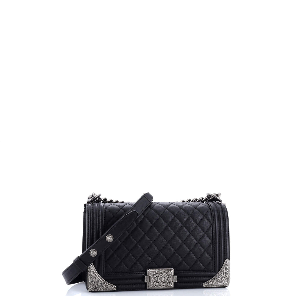 Paris-Dallas Boy Flap Bag Quilted Calfskin with Metal Adornments Old Medium
