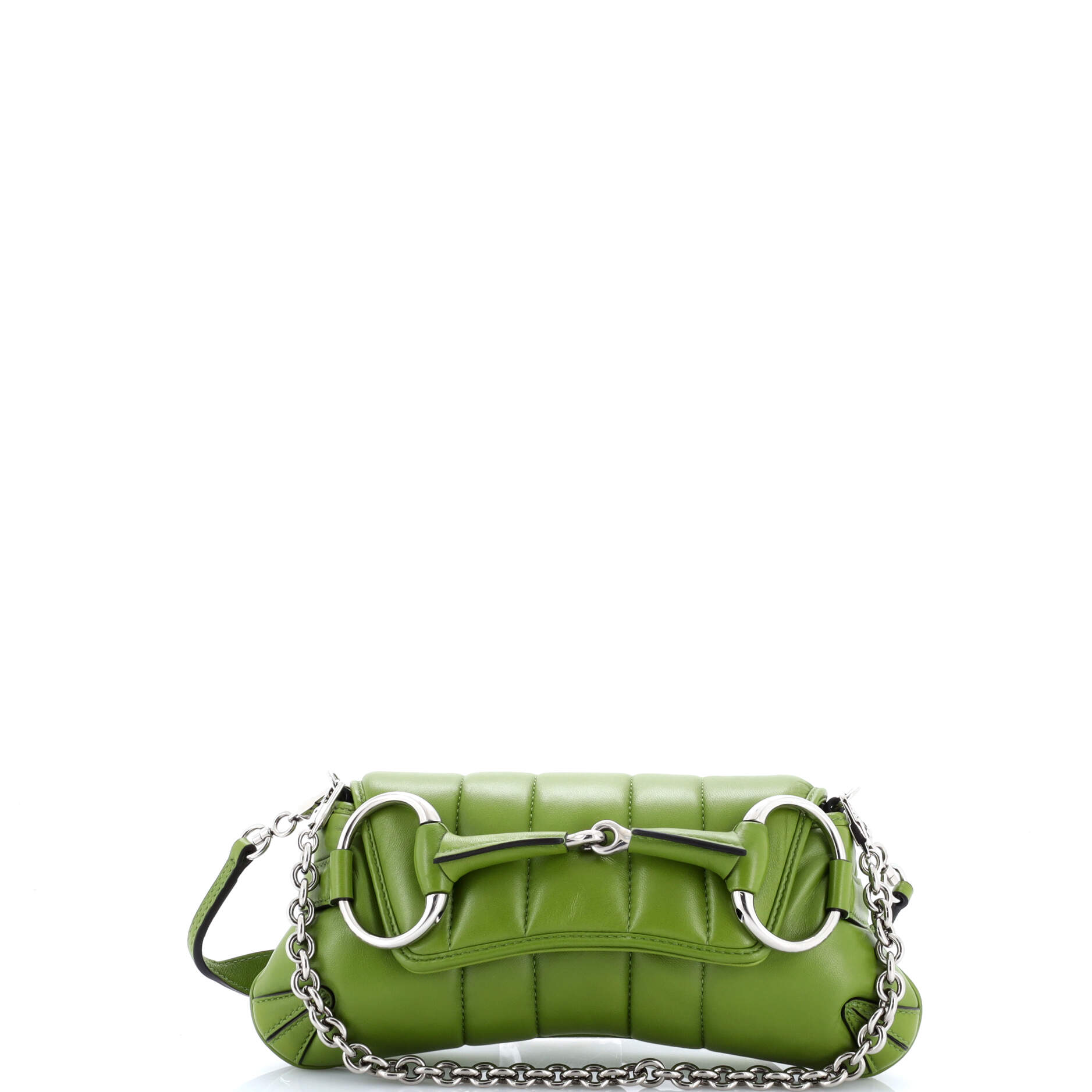 Horsebit Chain Shoulder Bag Vertical Quilted Leather Small