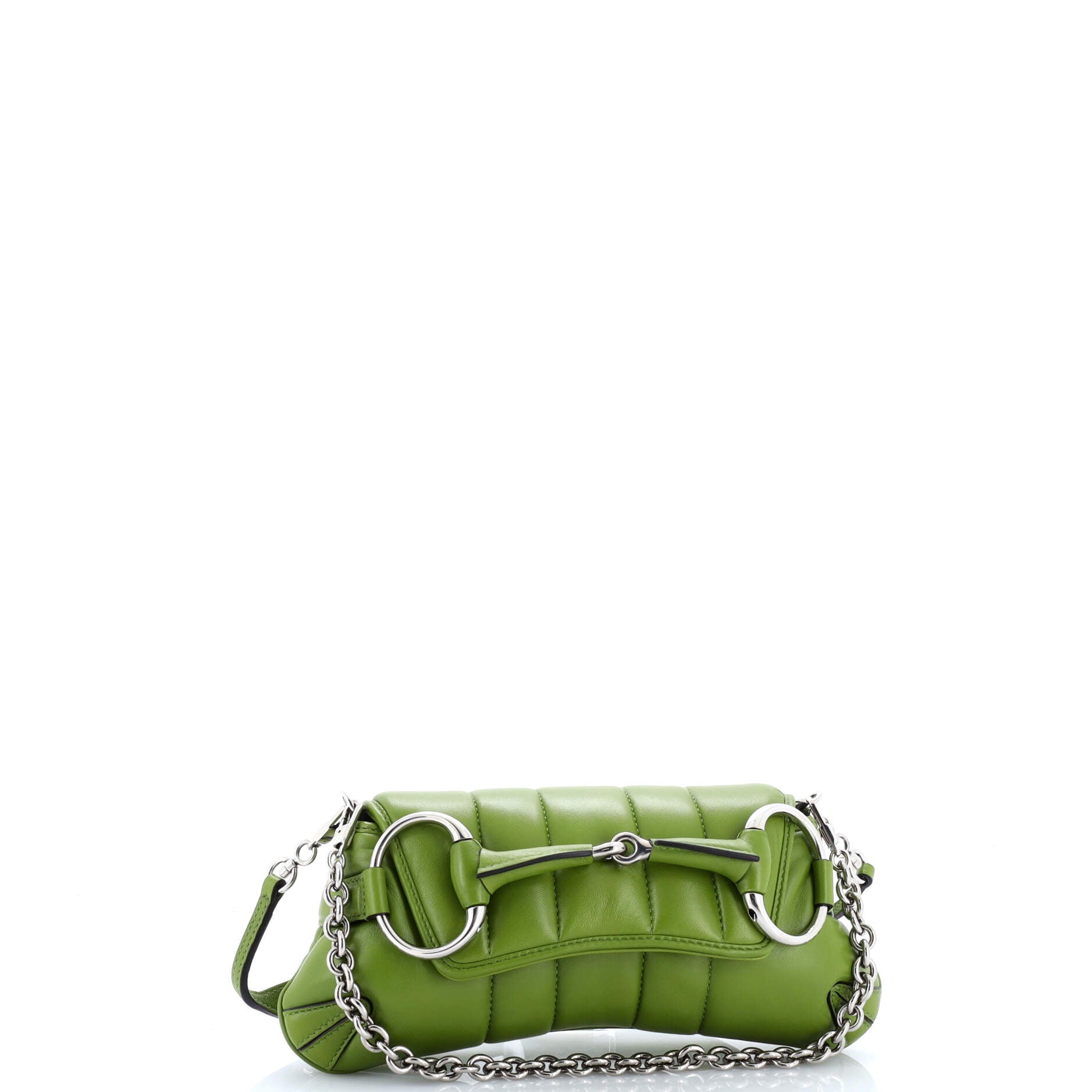 Horsebit Chain Shoulder Bag Vertical Quilted Leather Small