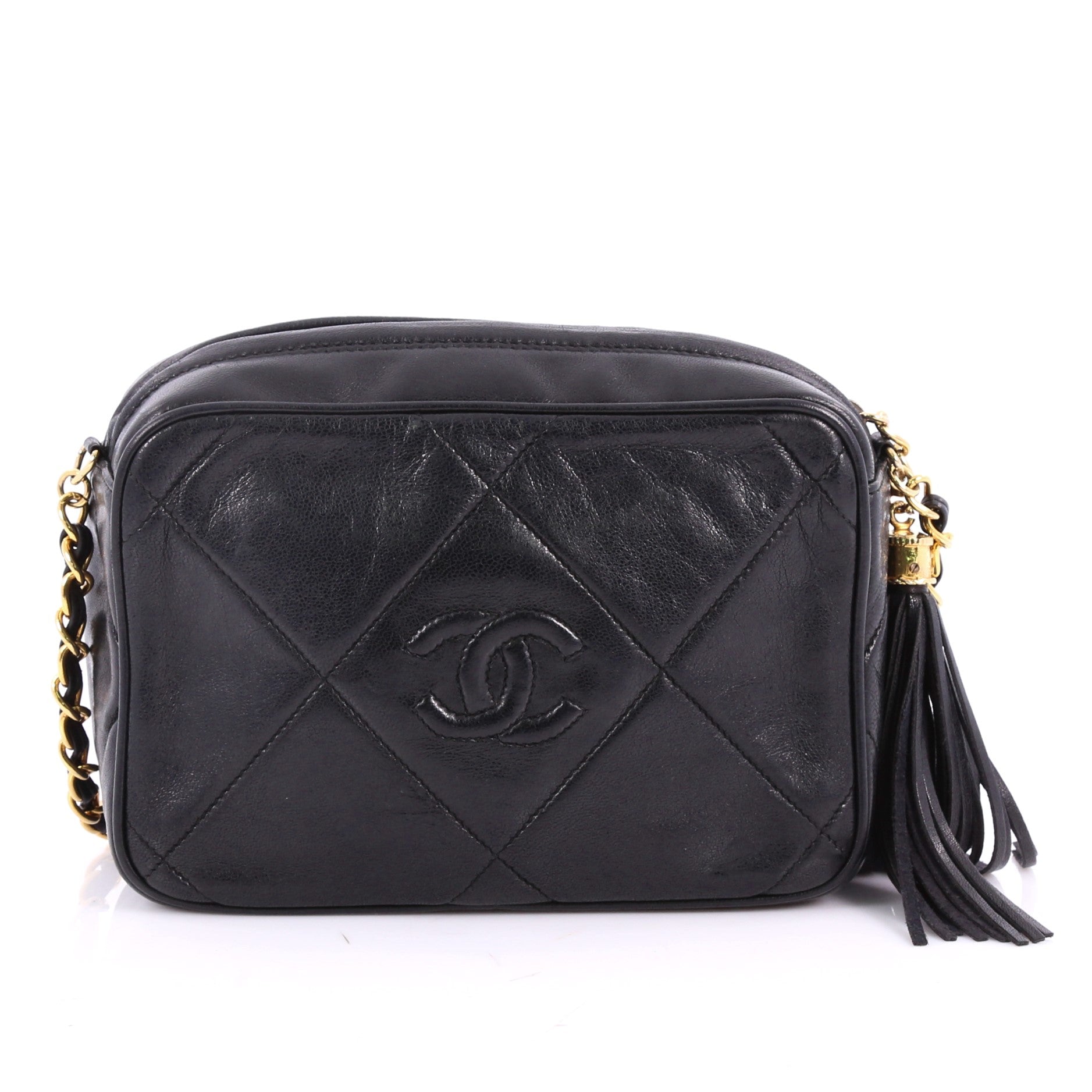 Vintage Diamond CC Camera Bag Quilted Leather Mini