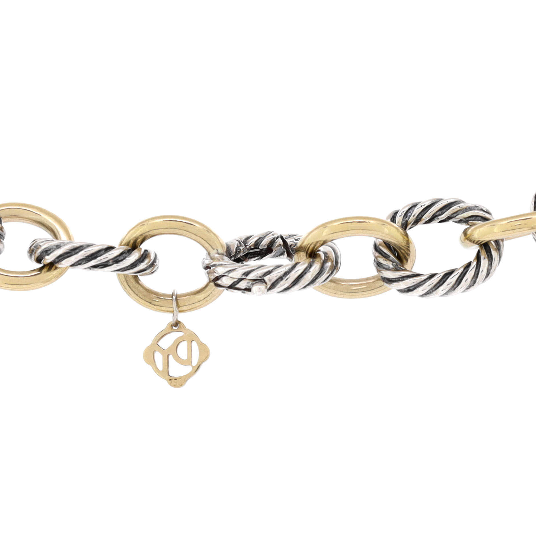 Oval Link Necklace Sterling Silver and 18K Yellow Gold Large