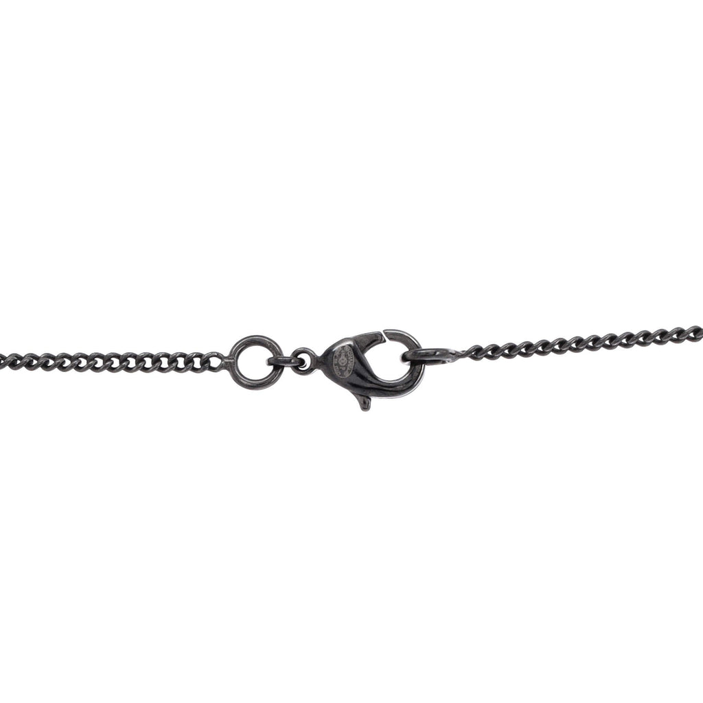 Camellia Embossed CC Pendant Necklace Ruthenium