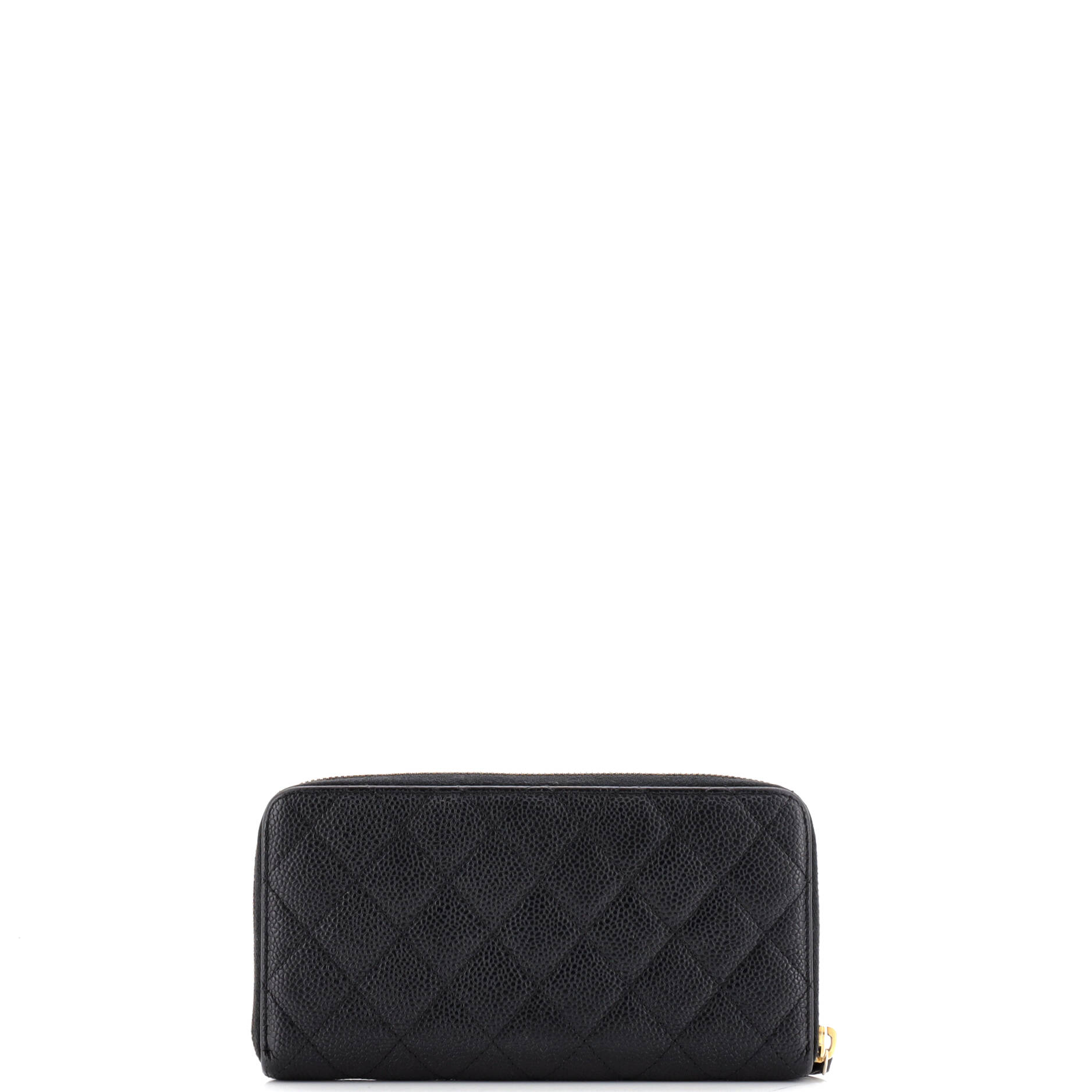 Zip Around Wallet Quilted Caviar Long