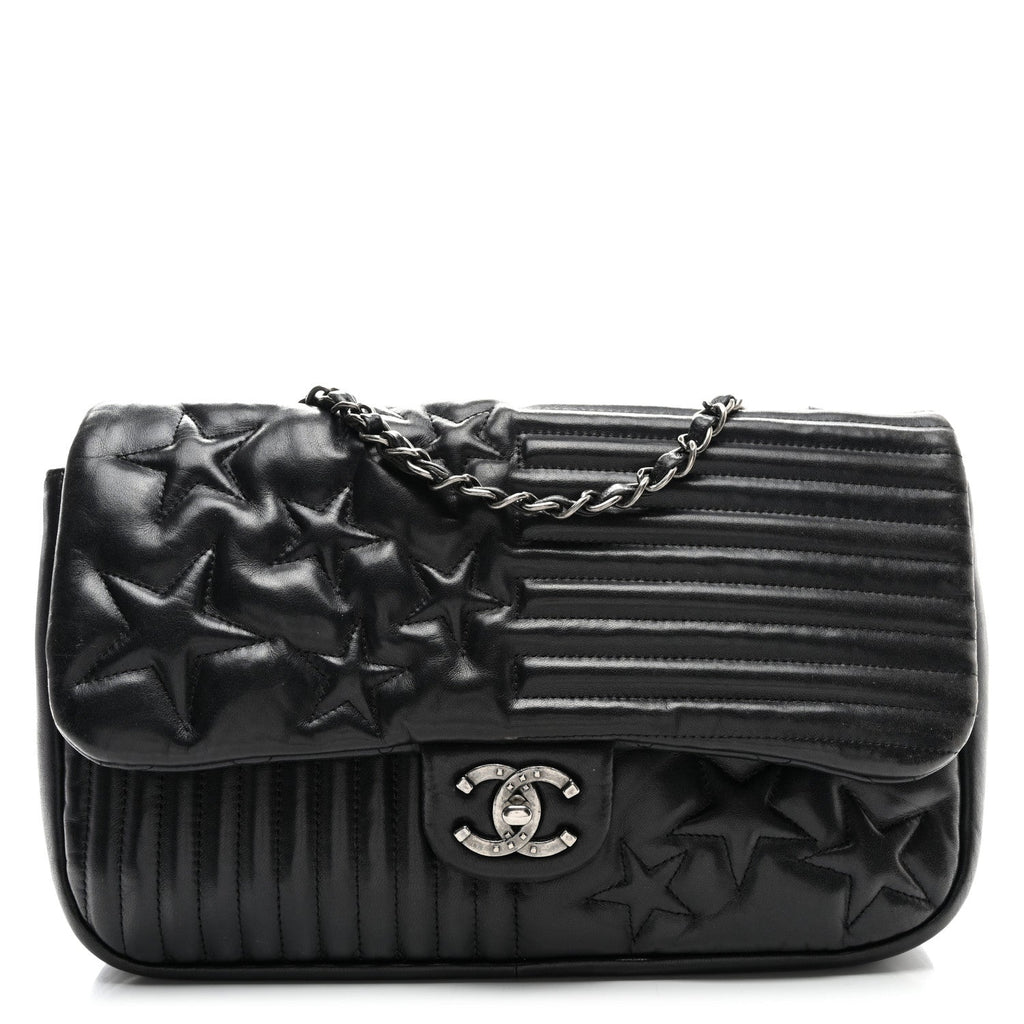 Lambskin Quilted Jumbo Paris Dallas Single Flap Black