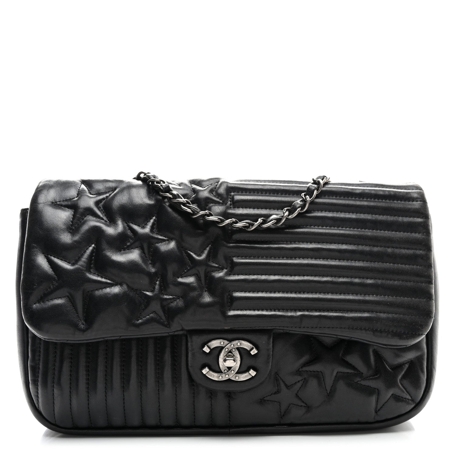 Lambskin Quilted Jumbo Paris Dallas Single Flap Black