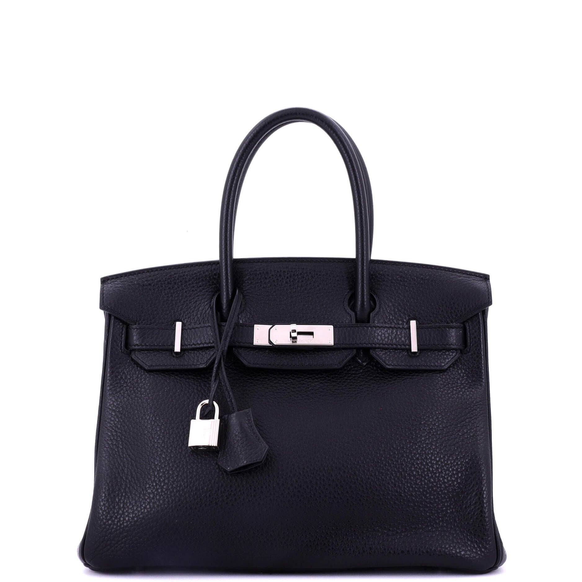 Birkin Handbag Noir Clemence with Palladium Hardware 30