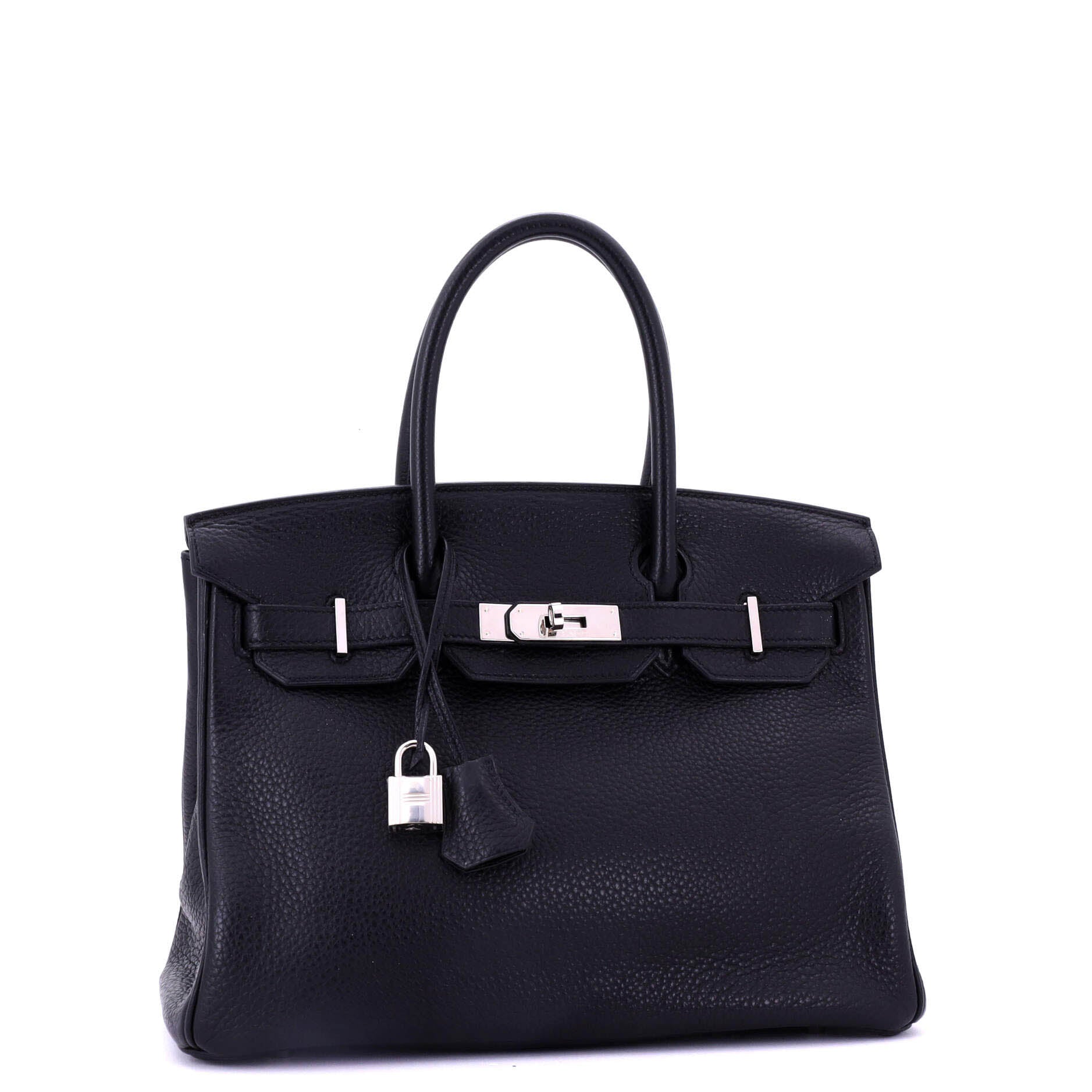 Birkin Handbag Noir Clemence with Palladium Hardware 30