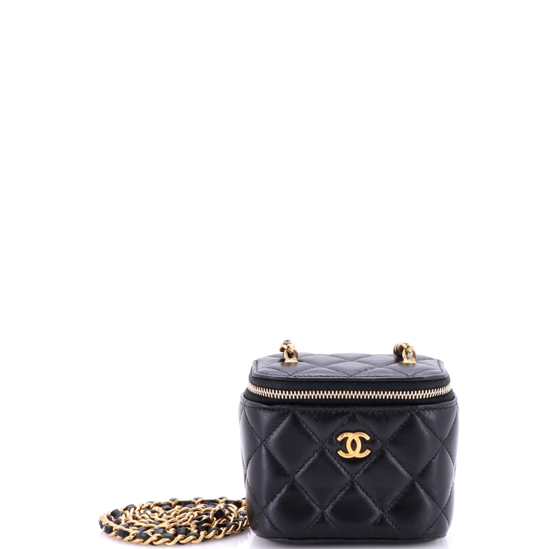 Pearl Crush Vanity Case with Chain Quilted Lambskin Mini