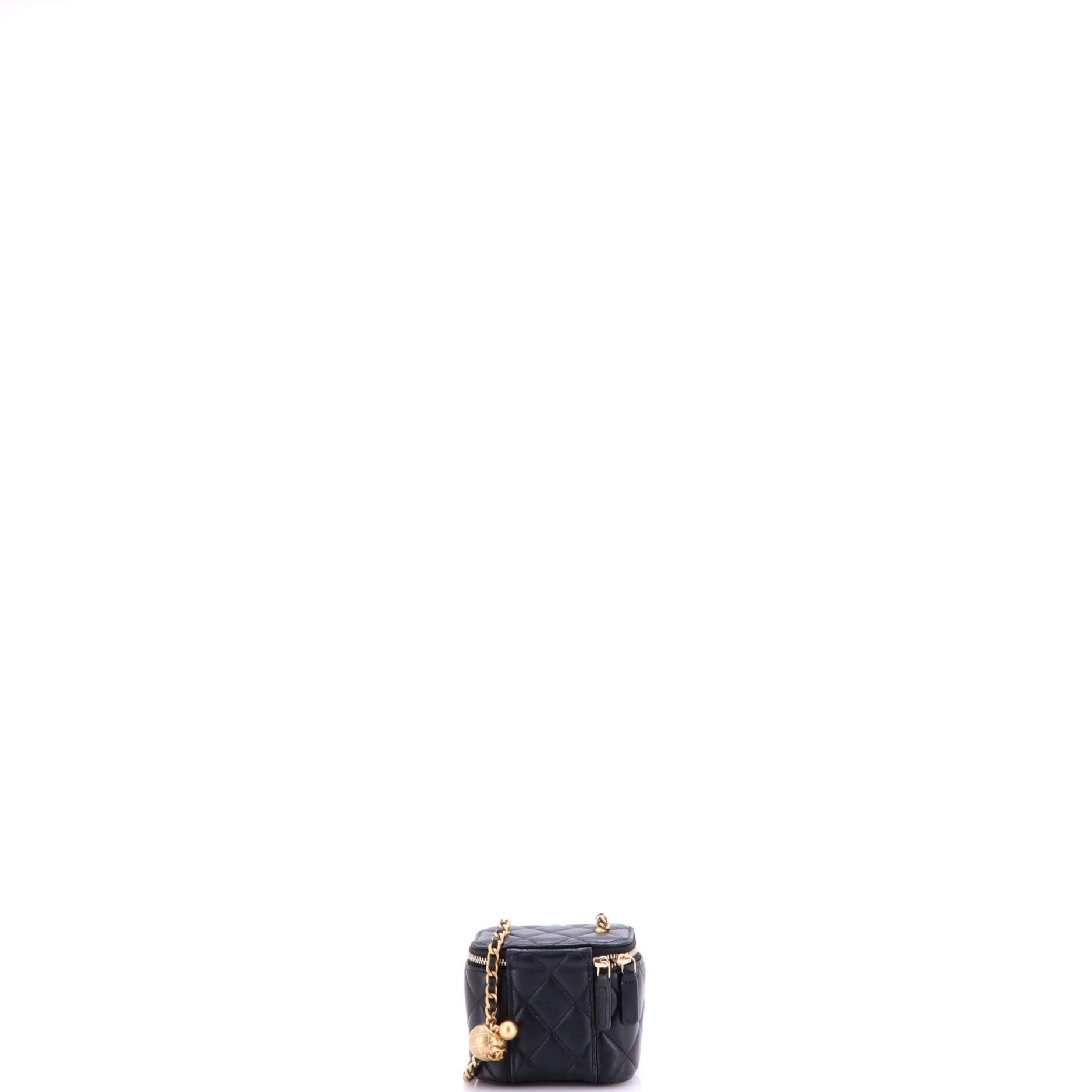Pearl Crush Vanity Case with Chain Quilted Lambskin Mini