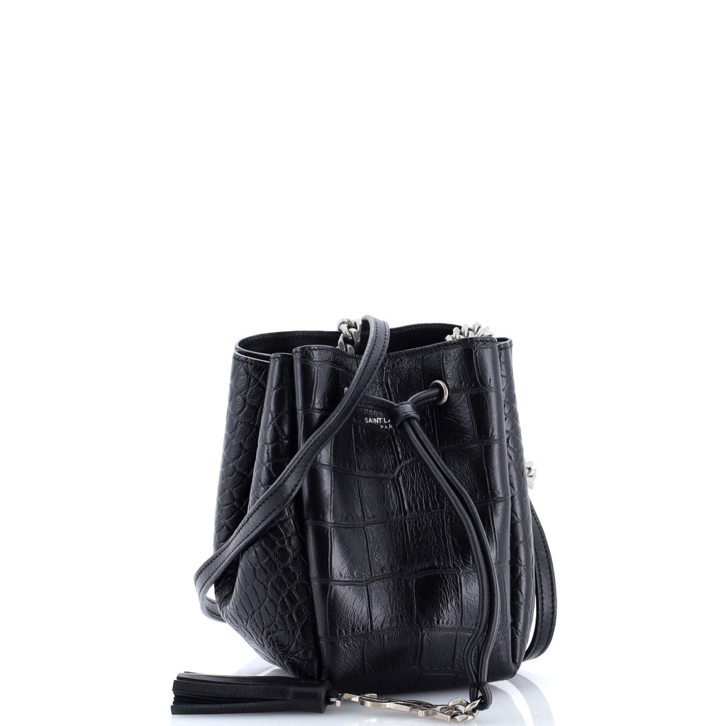 Monogram Bucket Bag Crocodile Embossed Leather Mini