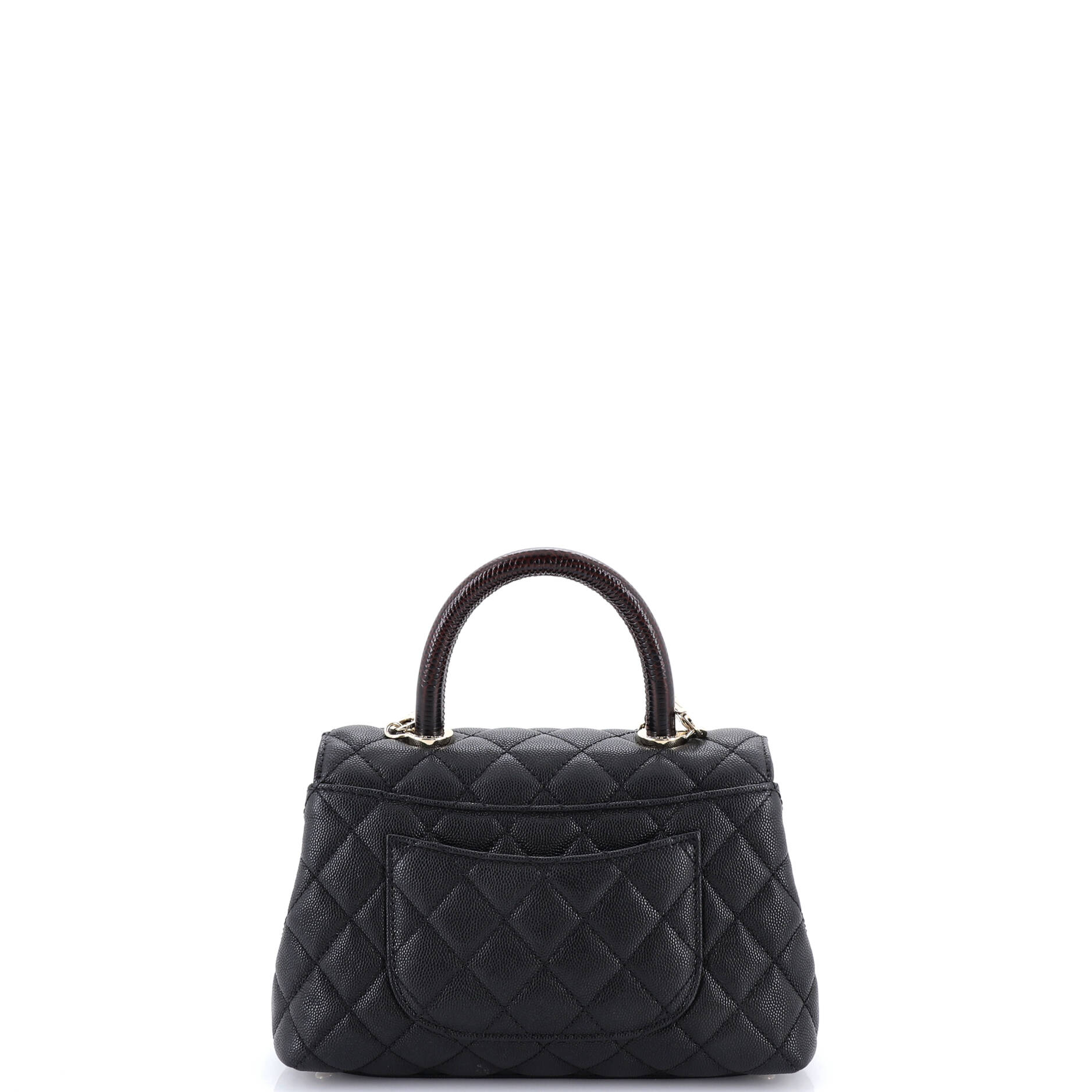 Coco Top Handle Bag Quilted Caviar with Lizard Mini