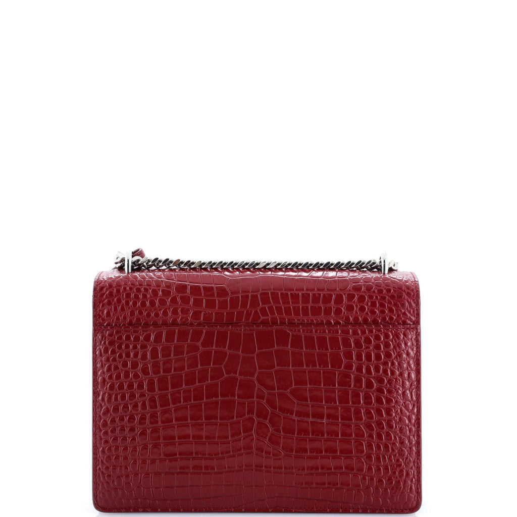 Sunset Crossbody Bag Crocodile Embossed Leather Medium