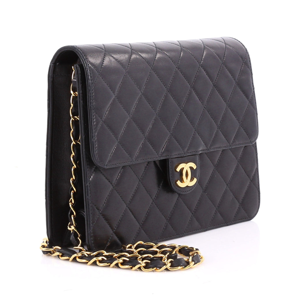 Vintage Clutch with Chain Quilted Leather Small