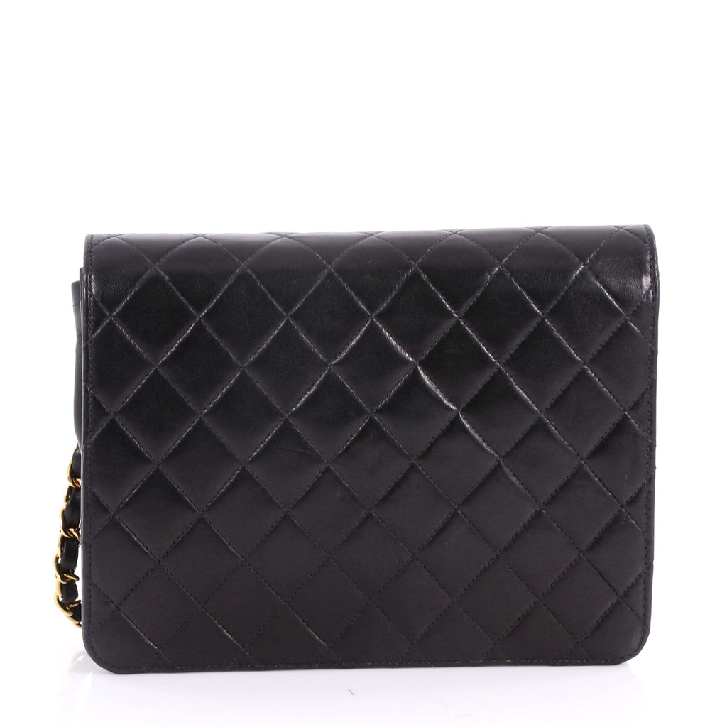 Vintage Clutch with Chain Quilted Leather Small