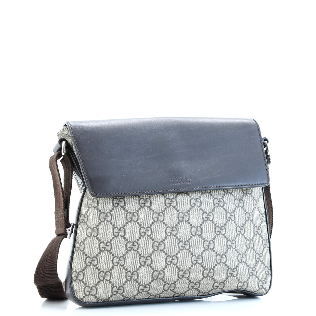 Flap Messenger Bag GG Coated Canvas with Leather Medium