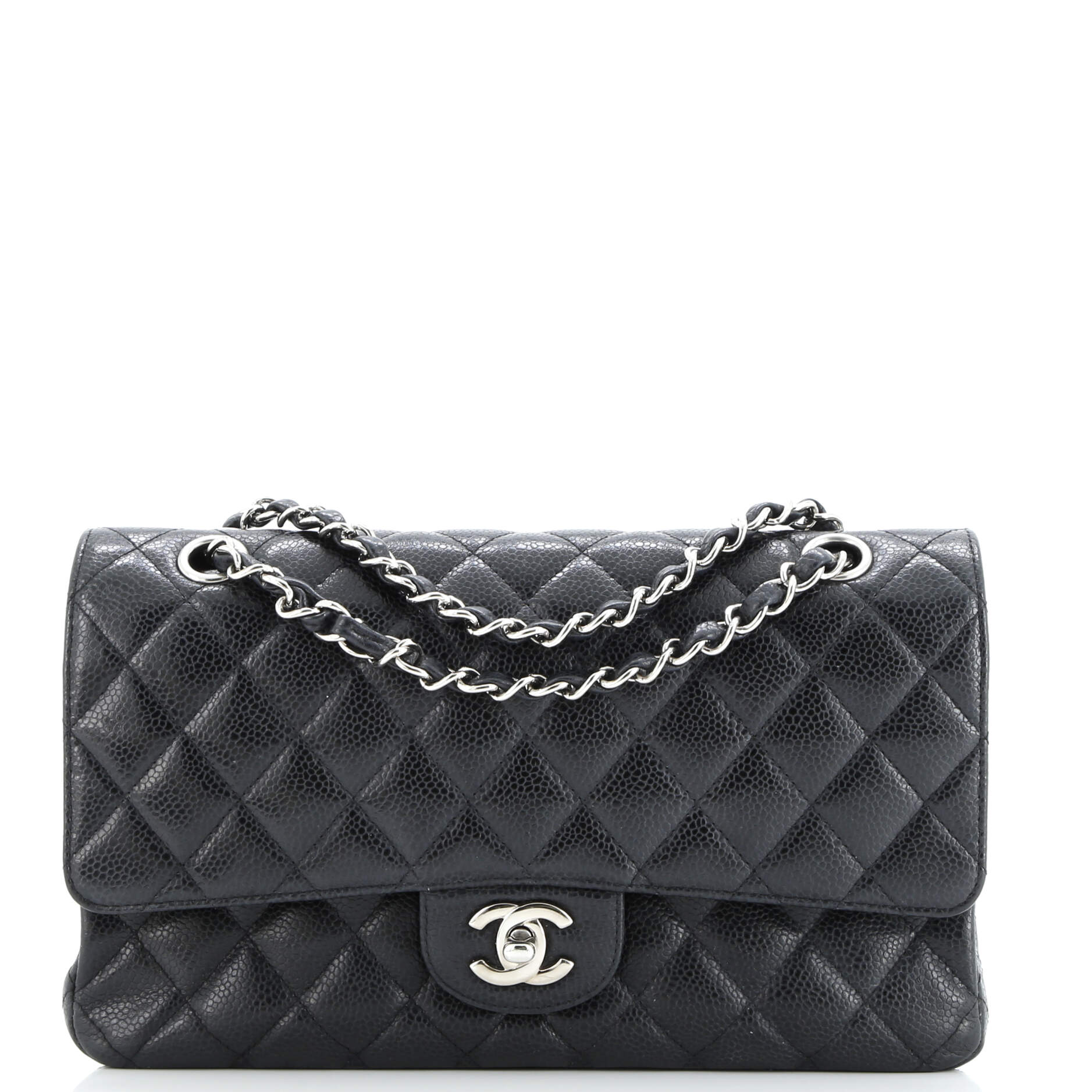 Classic Double Flap Bag Quilted Caviar Medium