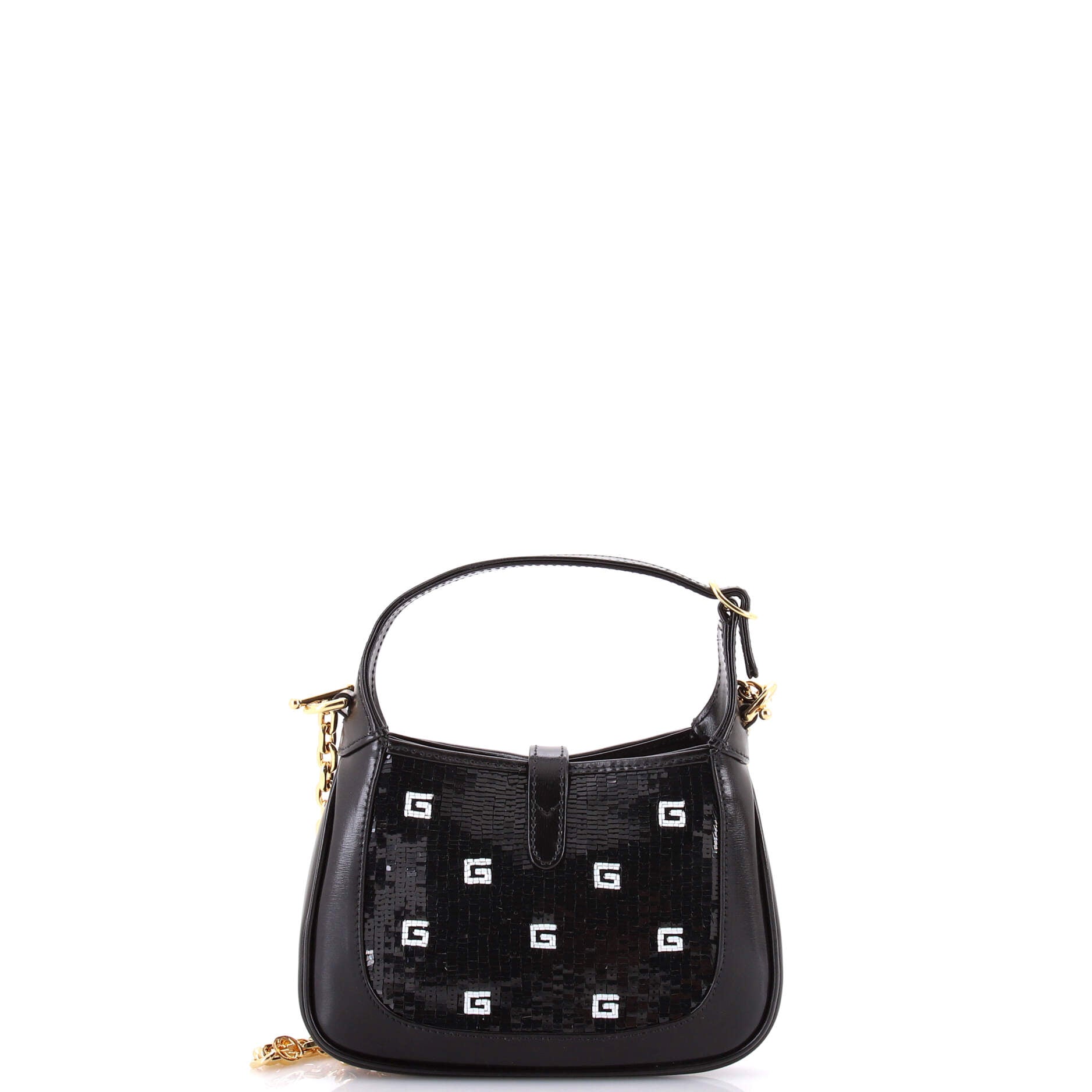 Jackie 1961 Chain Hobo Crystal GG Embellished Fabric with Lizard Mini