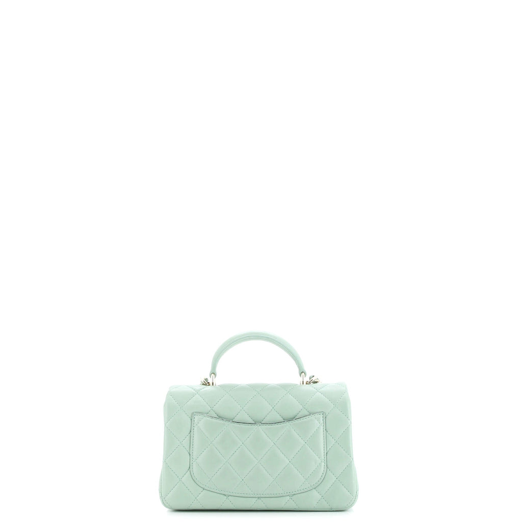 Classic Single Flap Top Handle Bag Quilted Lambskin Mini