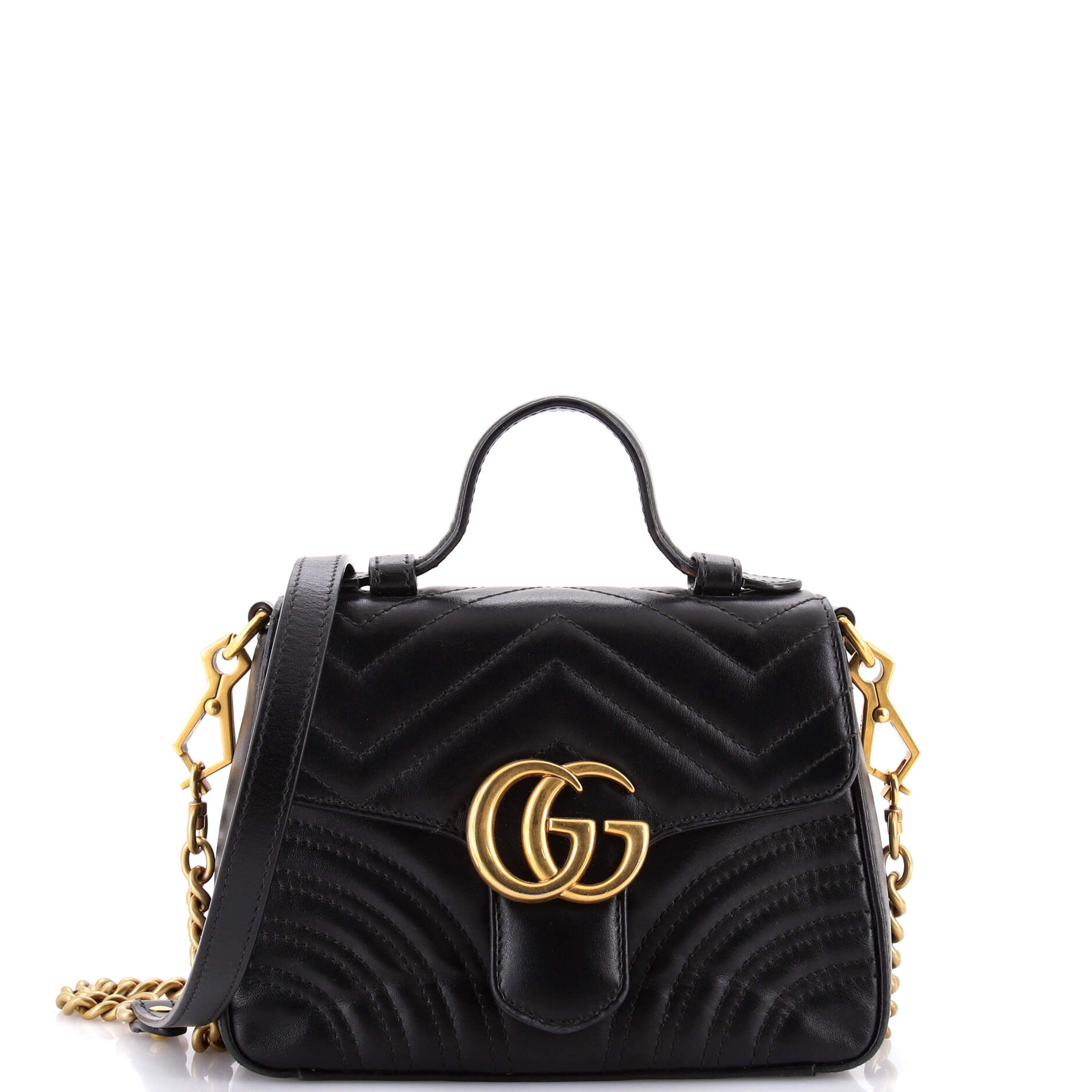 GG Marmont Top Handle Flap Bag Matelasse Leather Mini