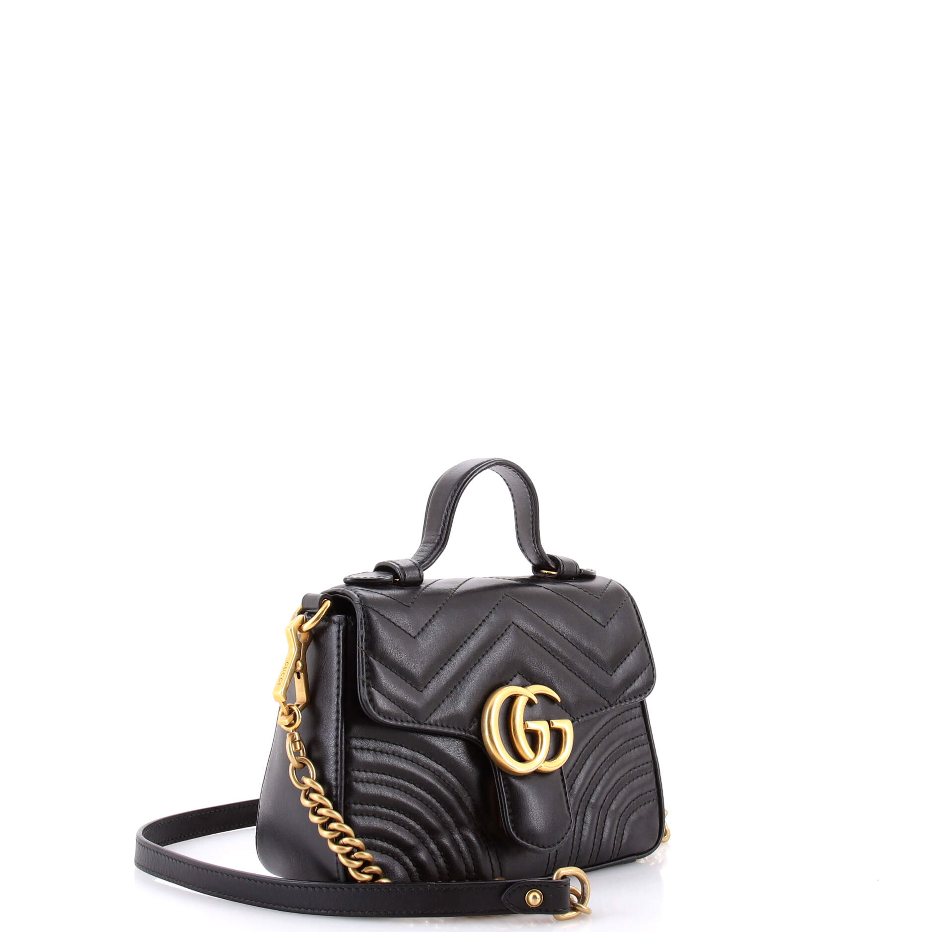 GG Marmont Top Handle Flap Bag Matelasse Leather Mini