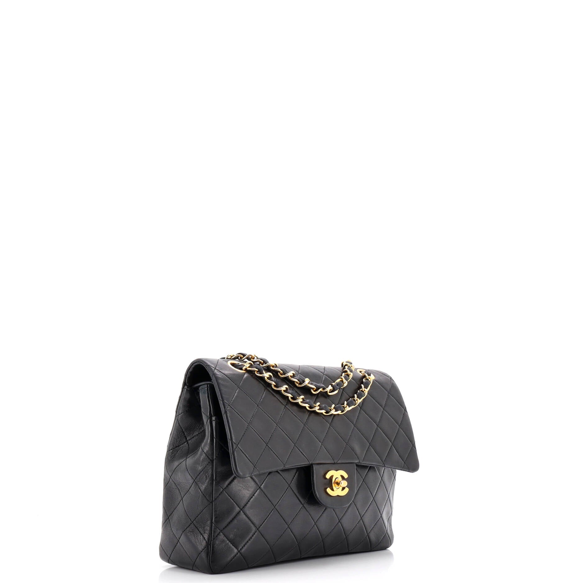 Vintage Square Classic Double Flap Bag Quilted Leather Medium