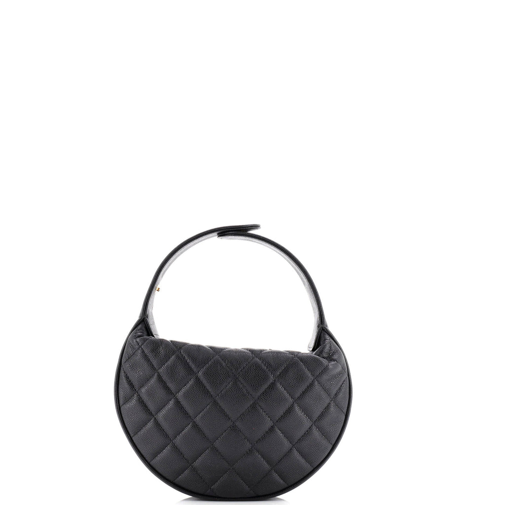 Double Chain Bow Hobo Pouch Quilted Caviar Mini