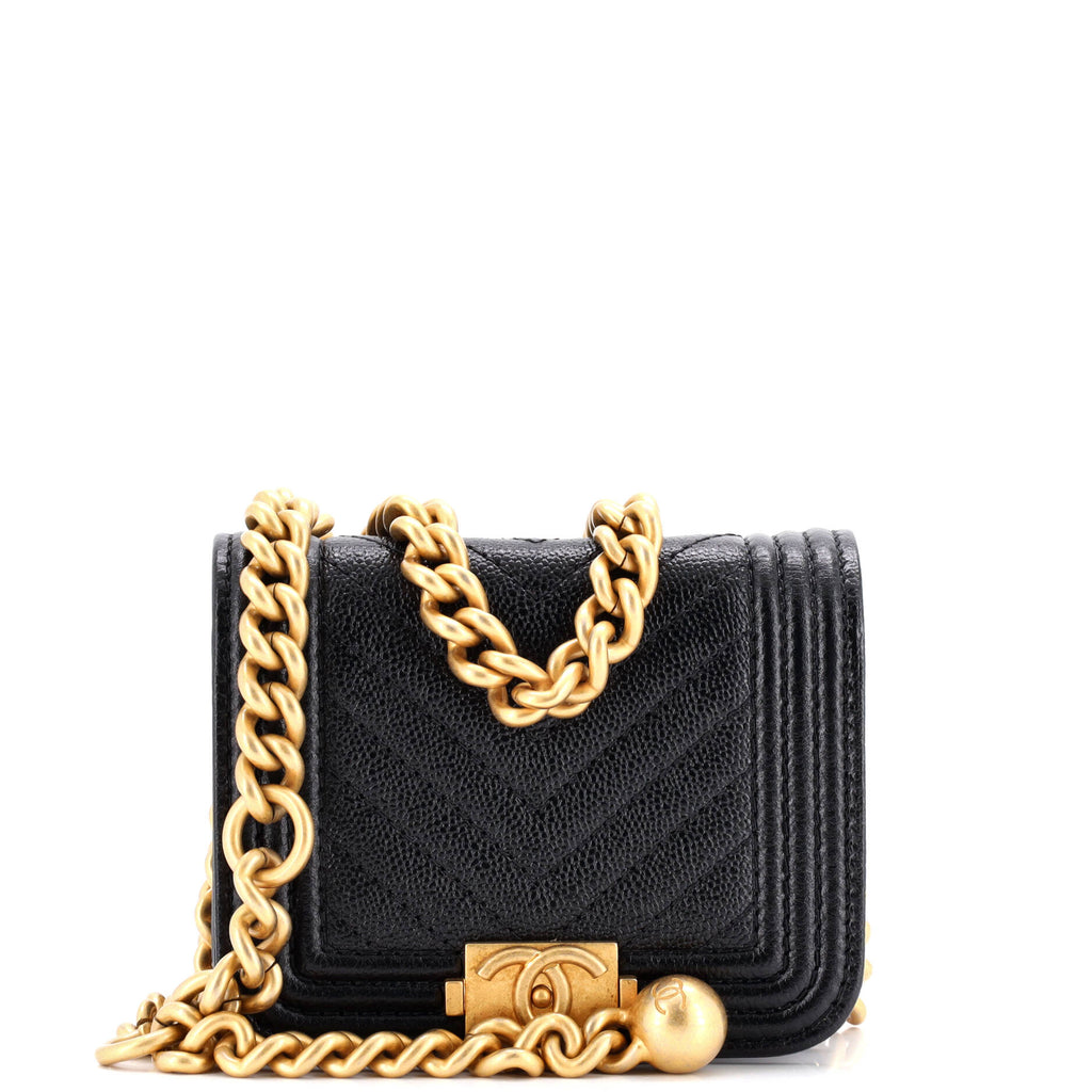 Boy Flap Chain Belt Bag Chevron Caviar